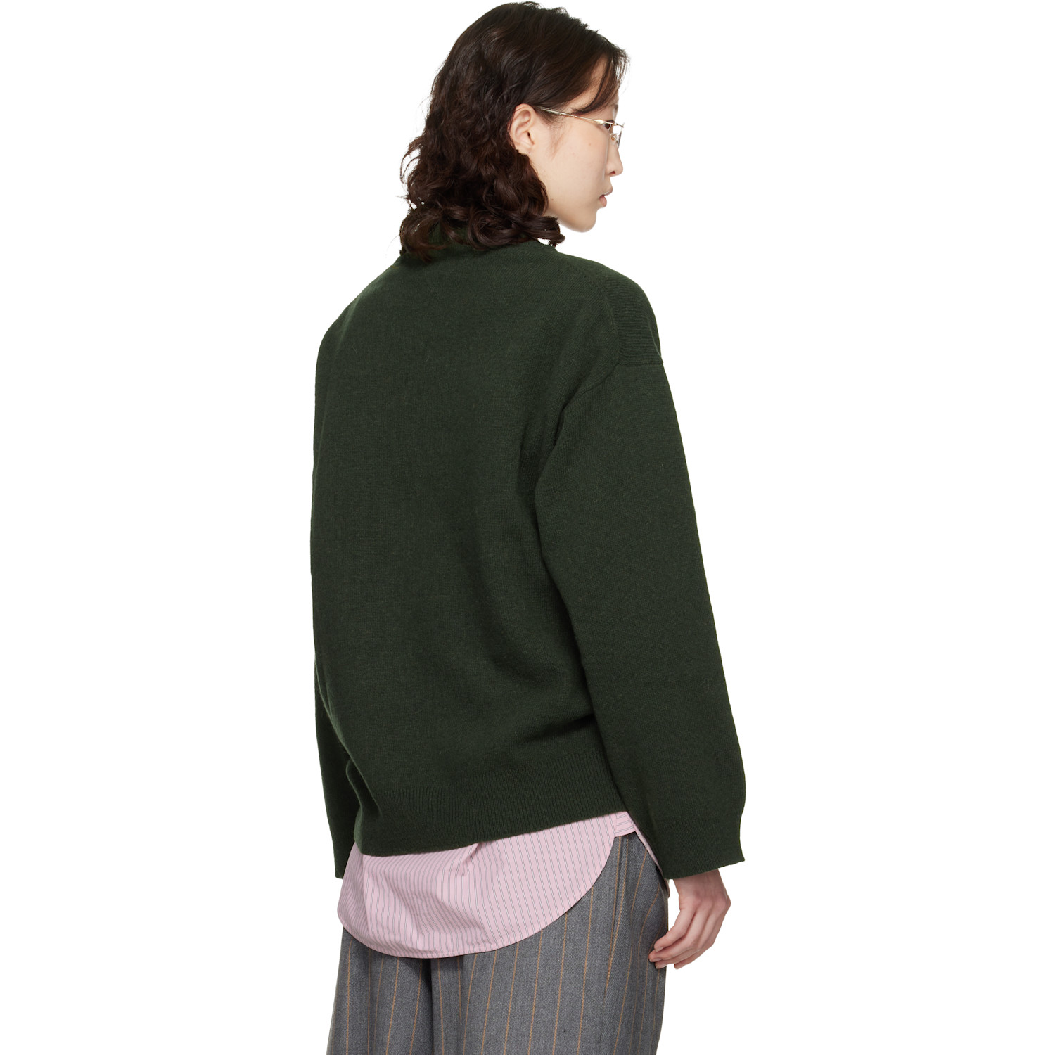  Ganni Green Oversized Graphic Sweater 