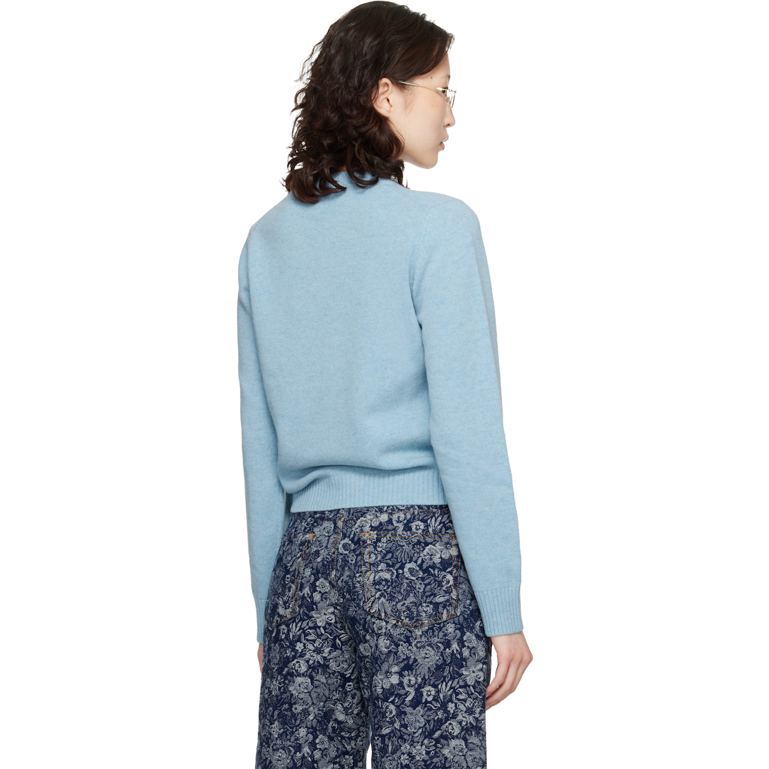  Ganni Blue Graphic Wool Sweater 