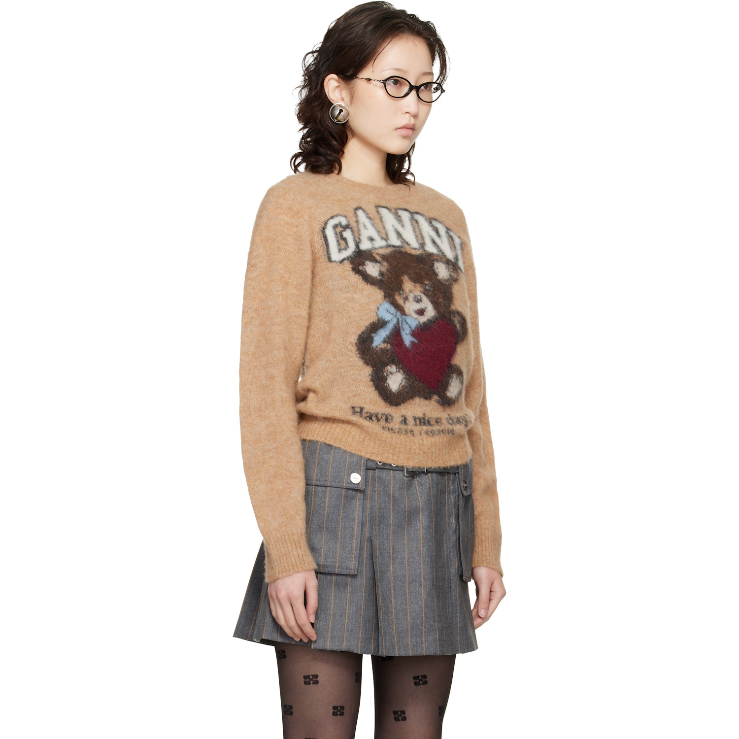  Ganni Beige Brushed Alpaca Sweater 