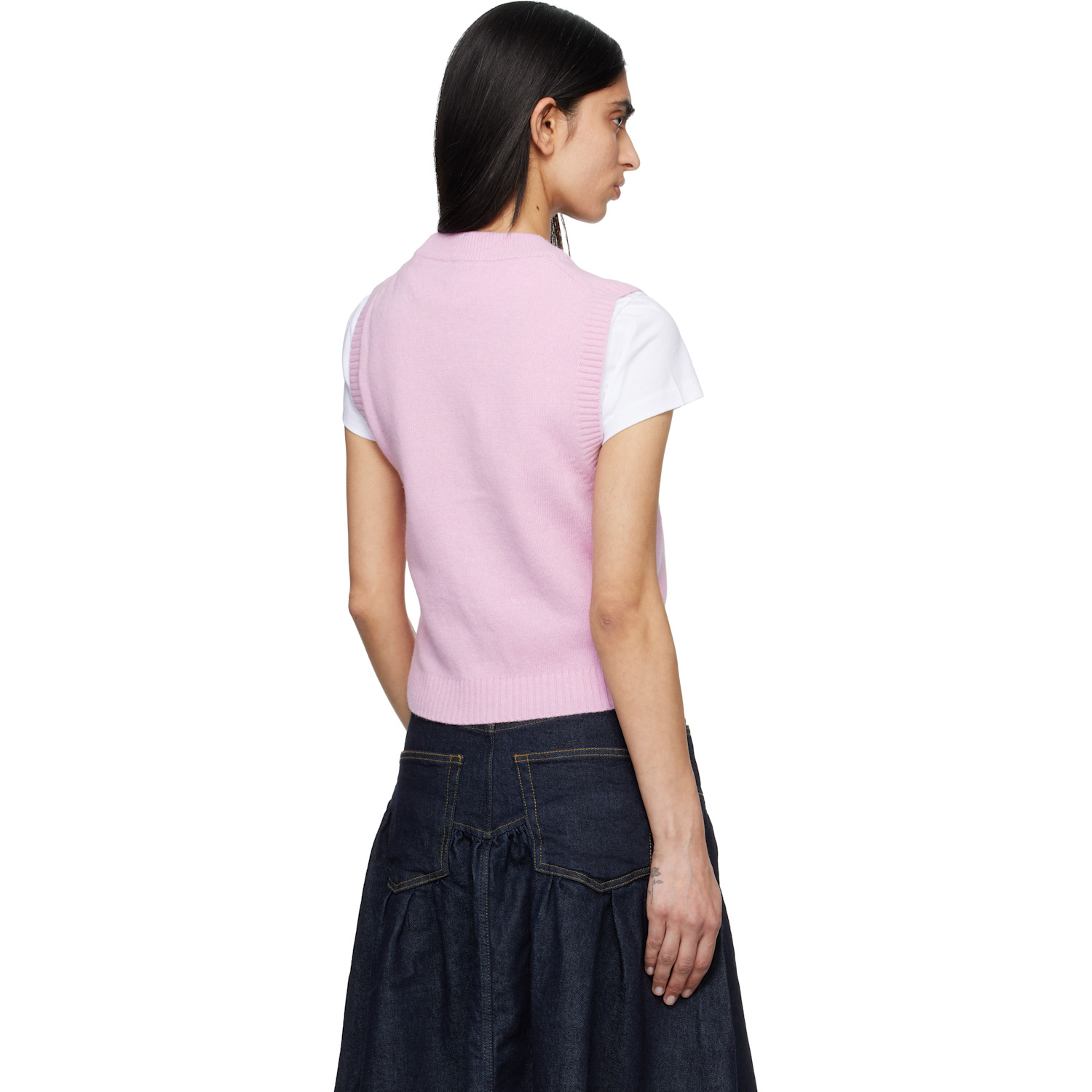  Ganni Pink Graphic Wool Sweater Vest 