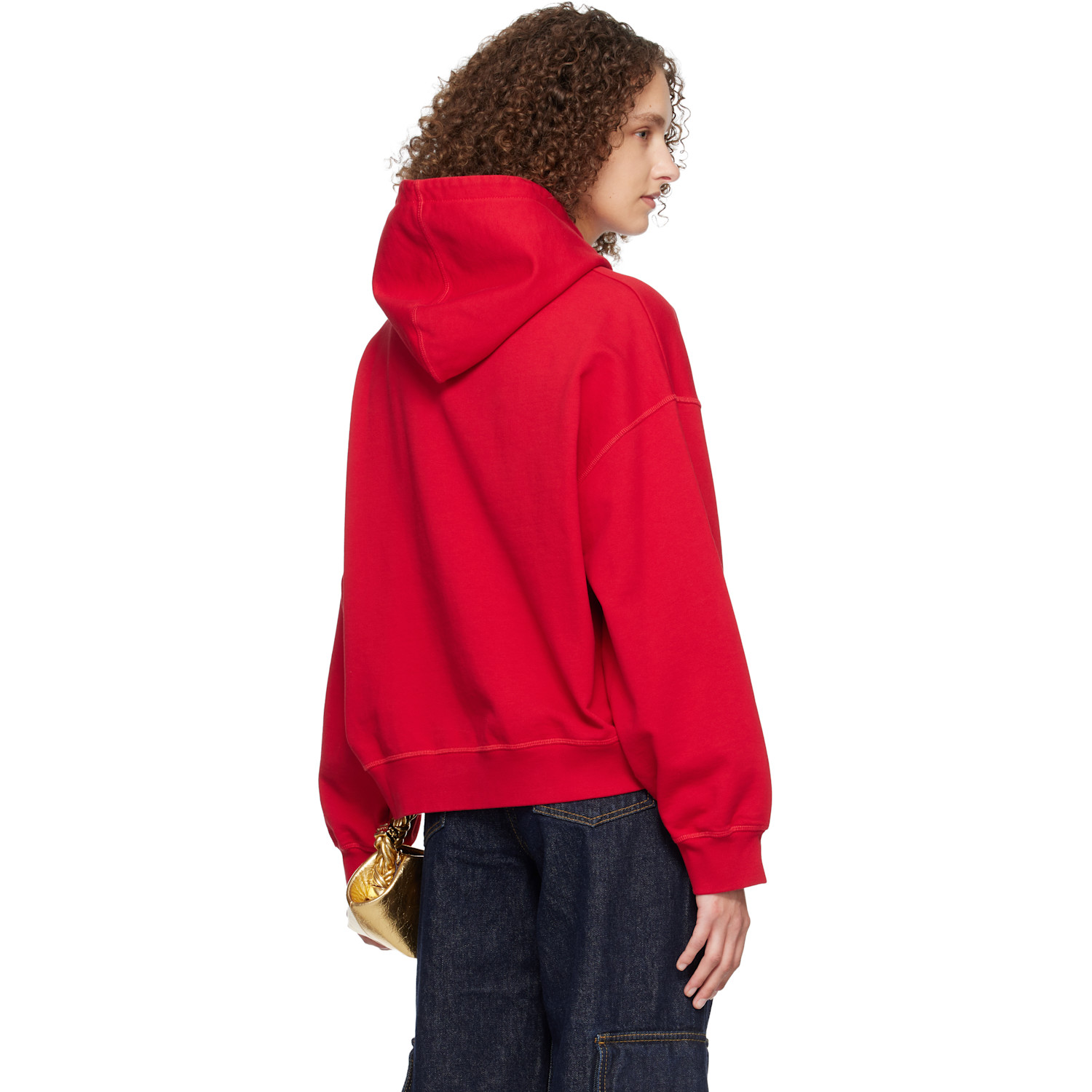  Ganni Red Graphic Cropped Hoodie 