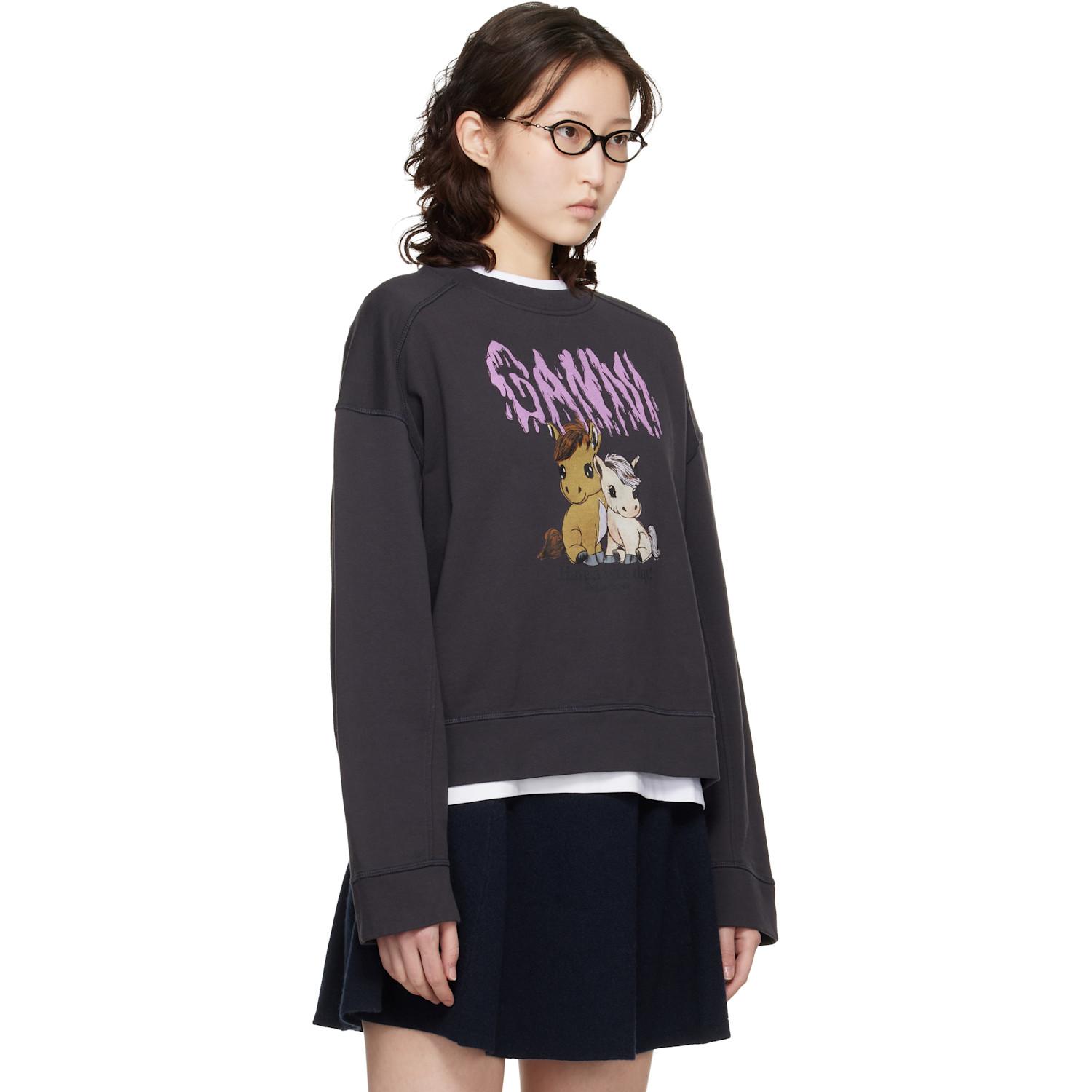  Ganni Black Isoli Jersey Sweatshirt 
