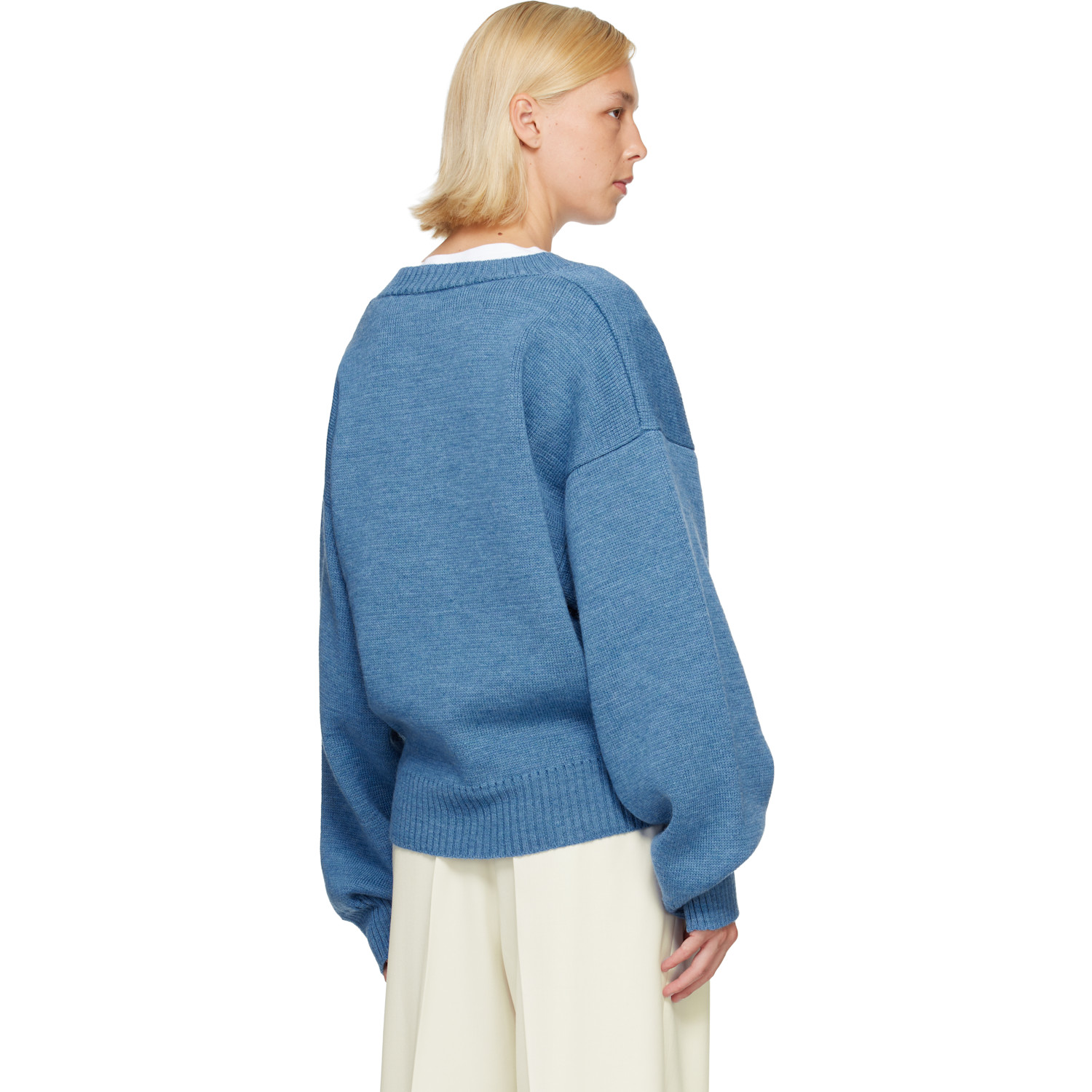  Róhe Blue V-neck Knitted Sweater 