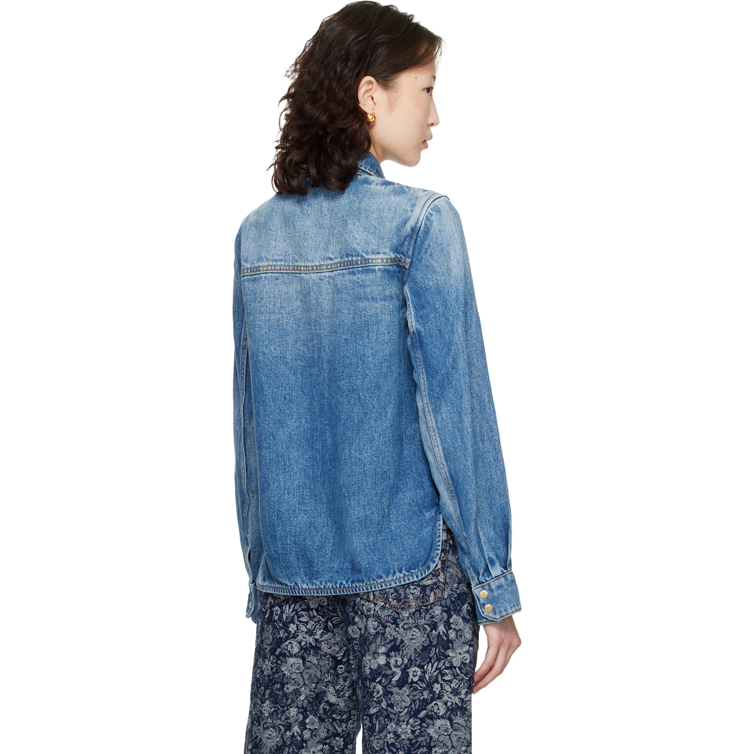  Ganni Blue Light Weight Denim Shirt 