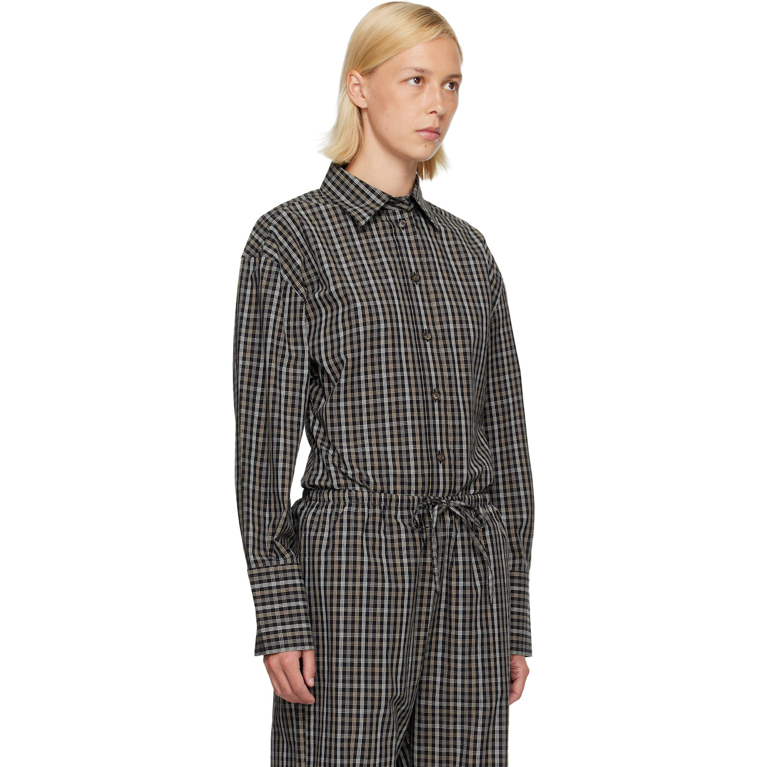  Róhe Black Checked Shaped Shirt 