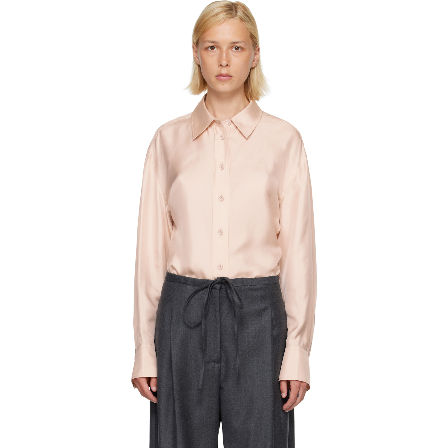 Róhe Pink Silk Shaped Shirt