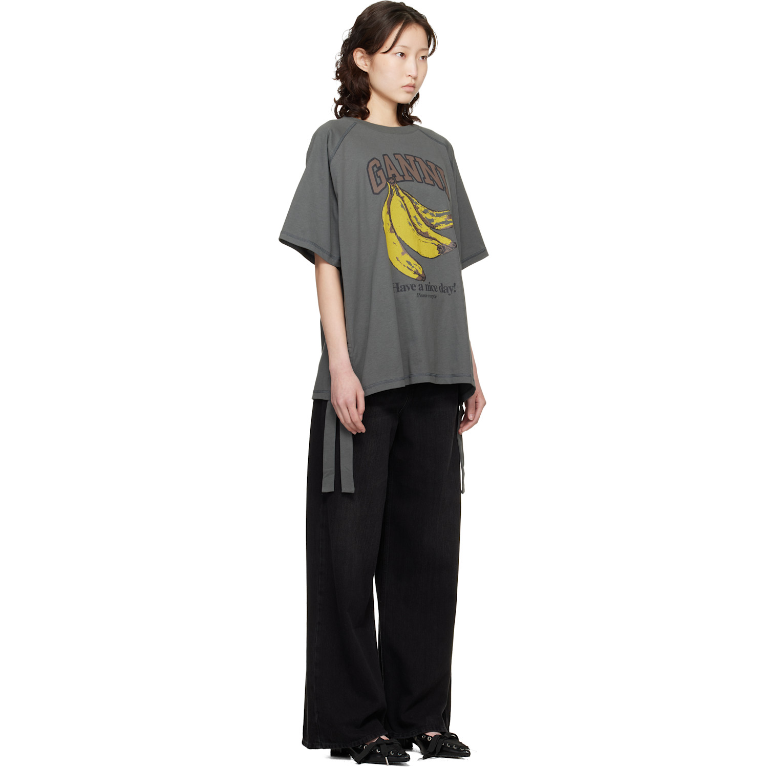  Ganni Gray Banana T-shirt 