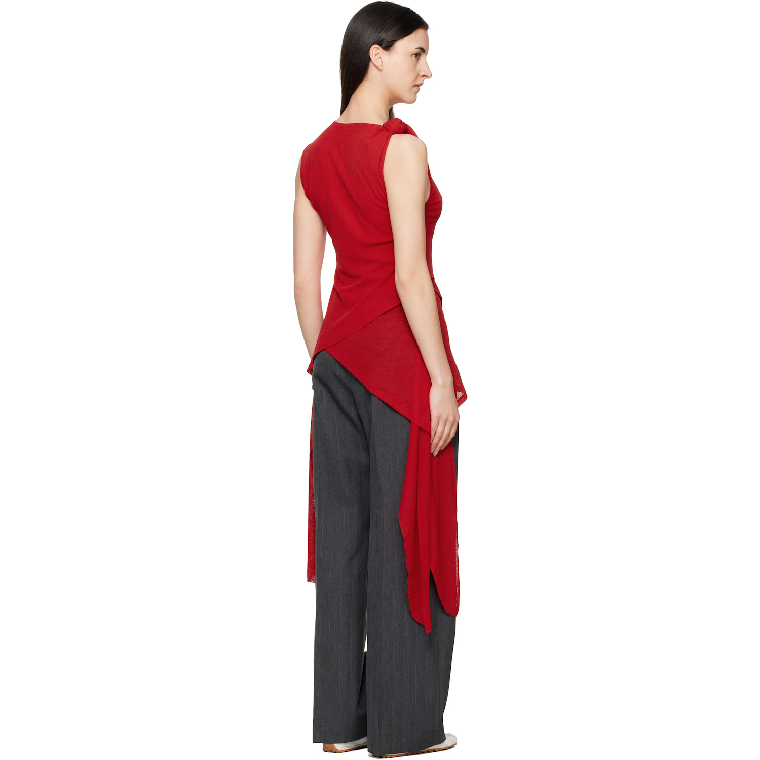  Ganni Red Marl Mesh Top 