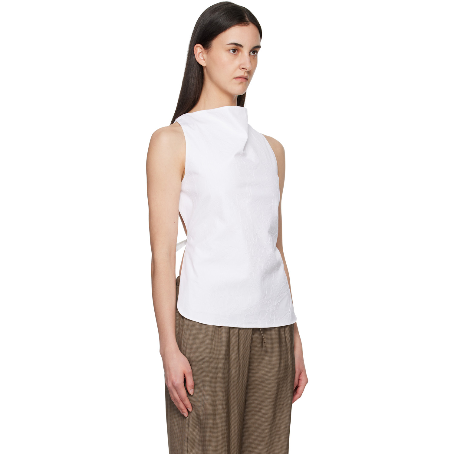  Róhe White Open Back Crushed Cotton Top 
