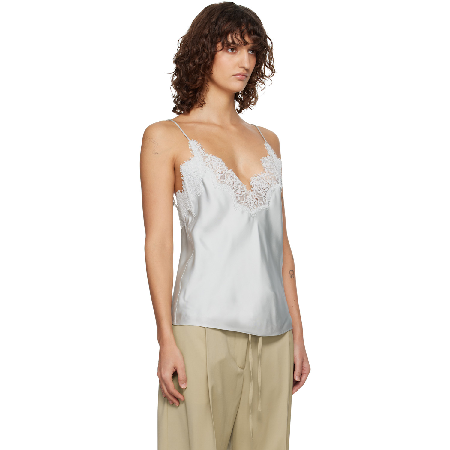  Róhe Blue Lace Silk Camisole 