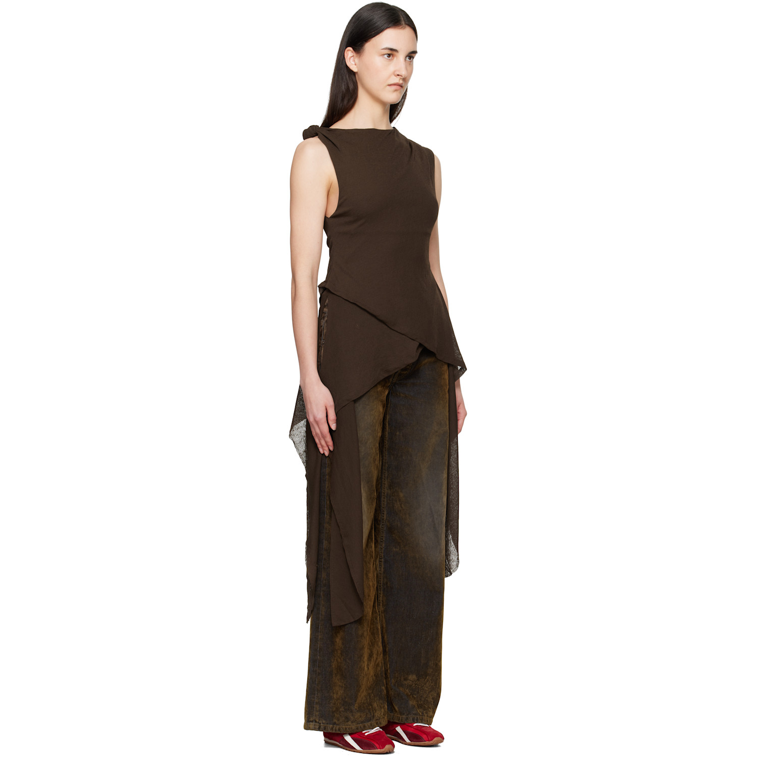  Ganni Brown Marl Mesh Top 
