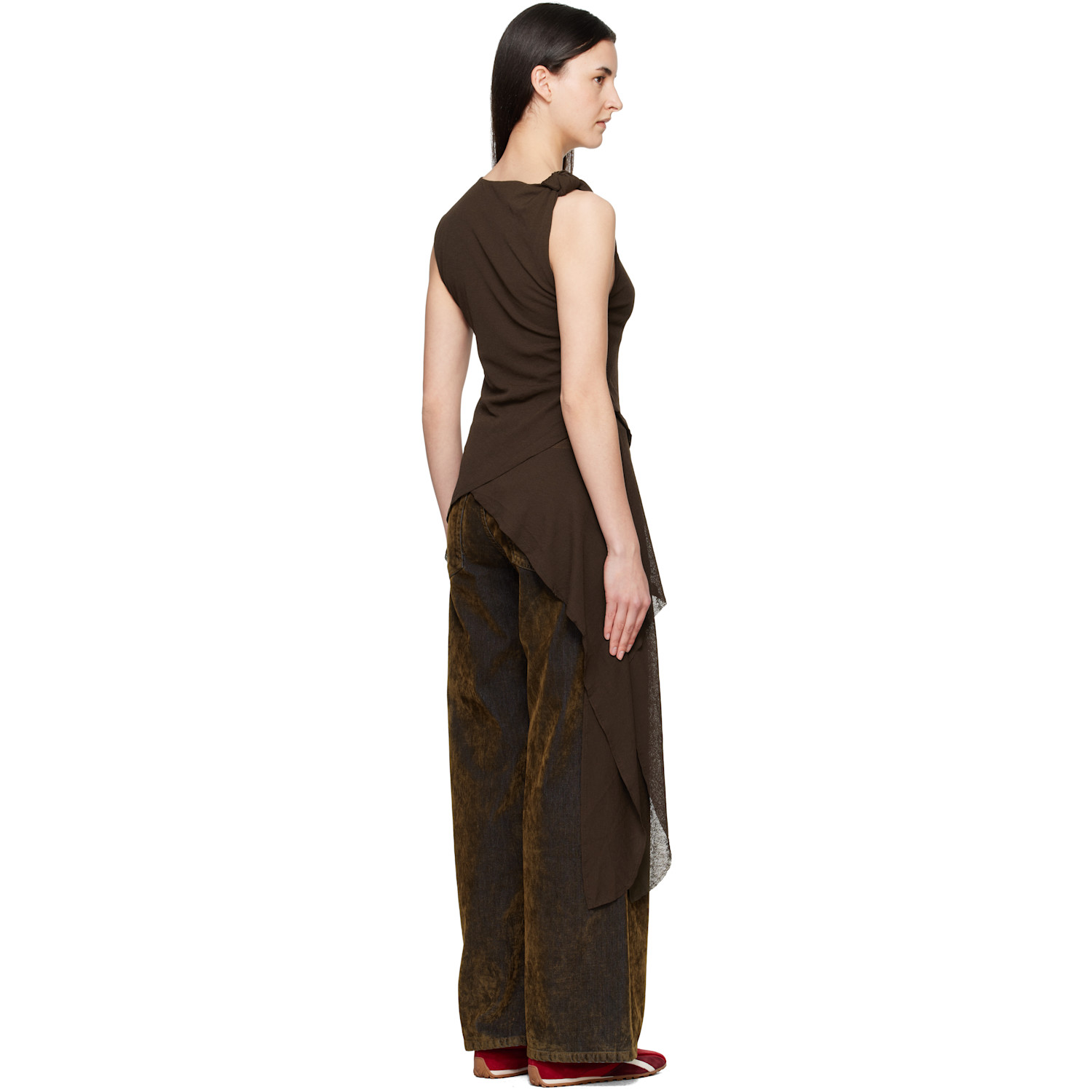  Ganni Brown Marl Mesh Top 