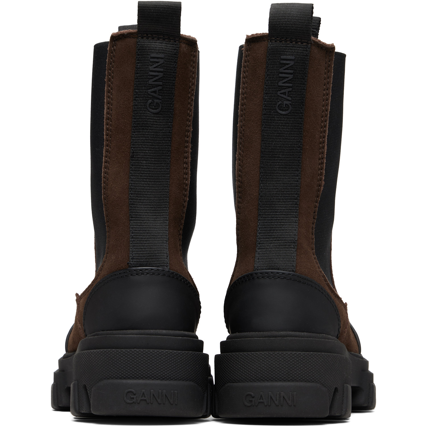  Ganni Brown Cleated Mid Chelsea Boots 