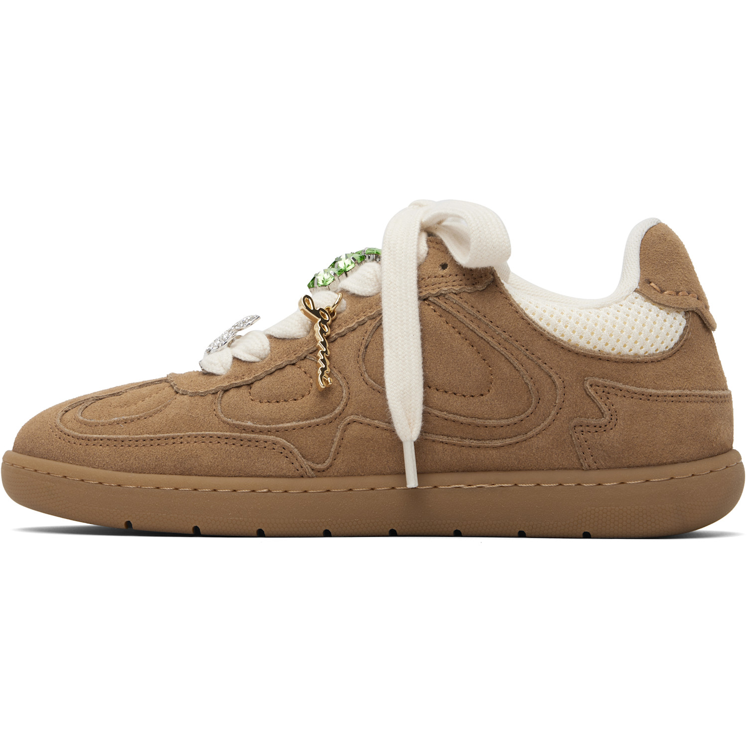  Ganni Brown Recycled Suede Sneakers 