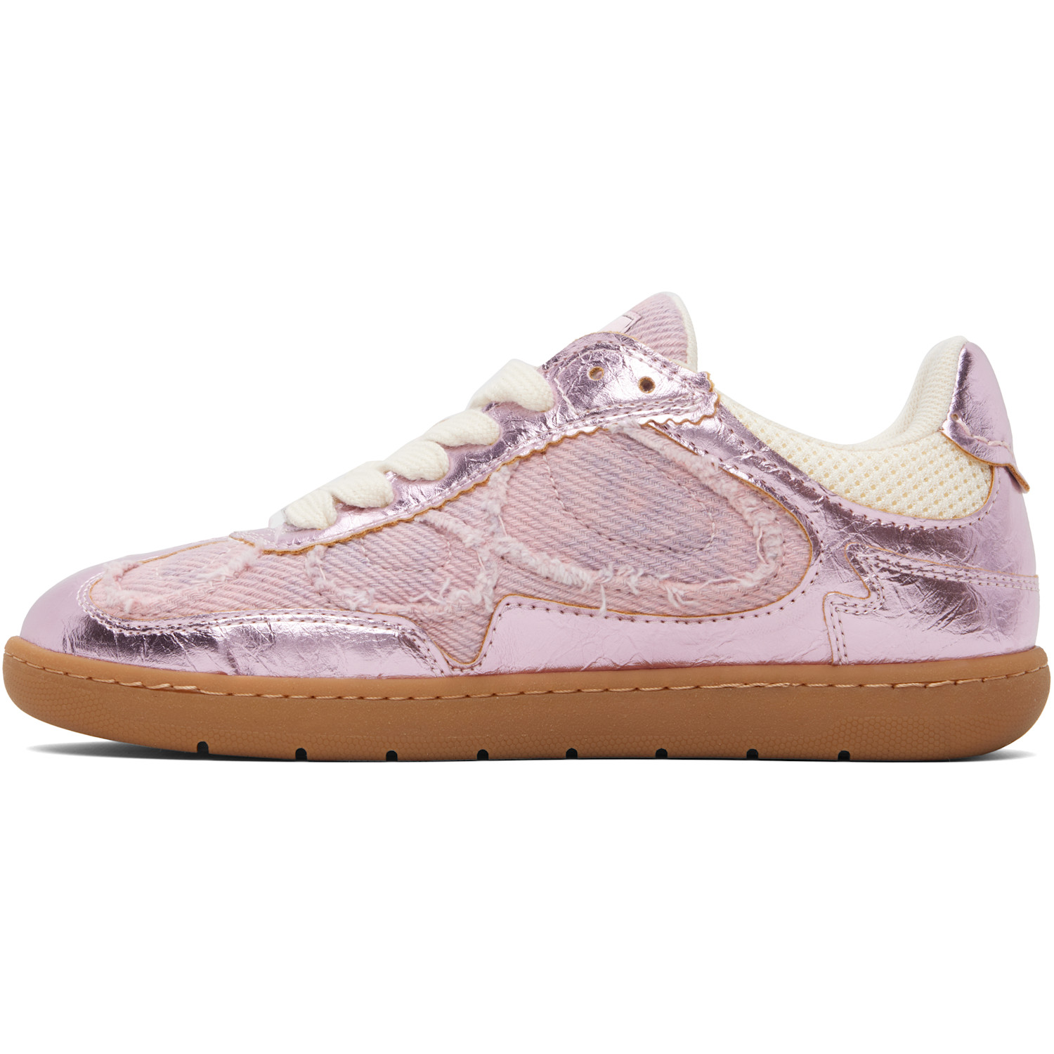  Ganni Pink Crinkle Metallic Sneakers 