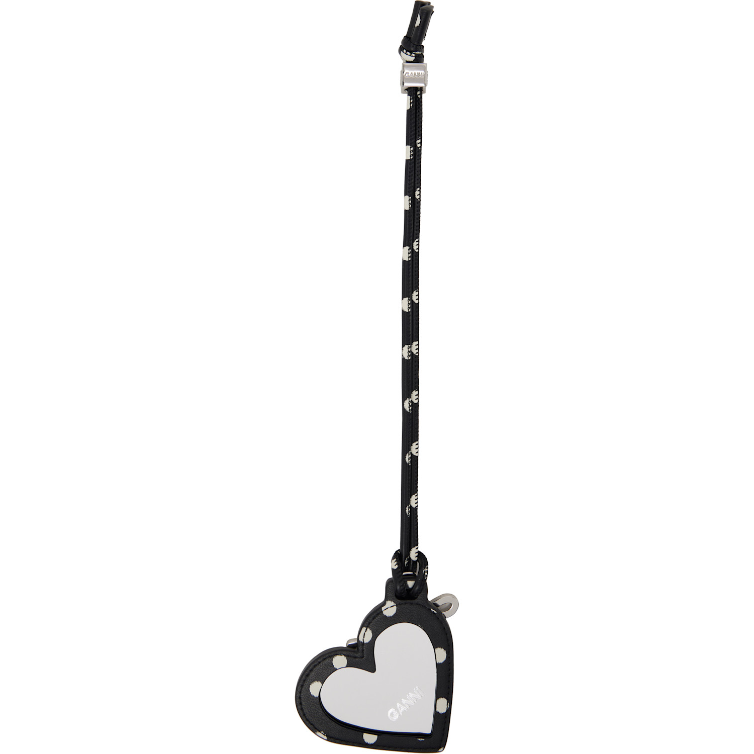  Ganni Black Heart Mirror Dots Keychain 