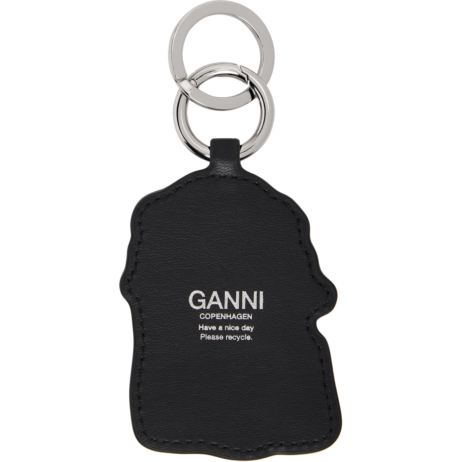  Ganni Black & White Joy Dog Bow Keychain 
