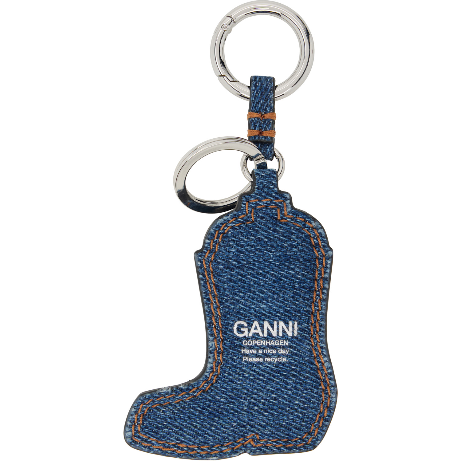  Ganni Navy Western Boot Denim Keychain 