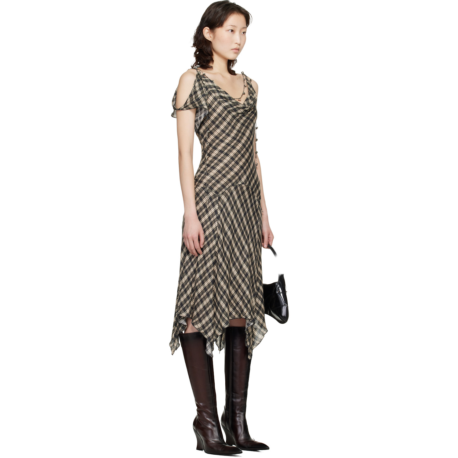  Knwls Black & Off-white Tess Midi Dress 