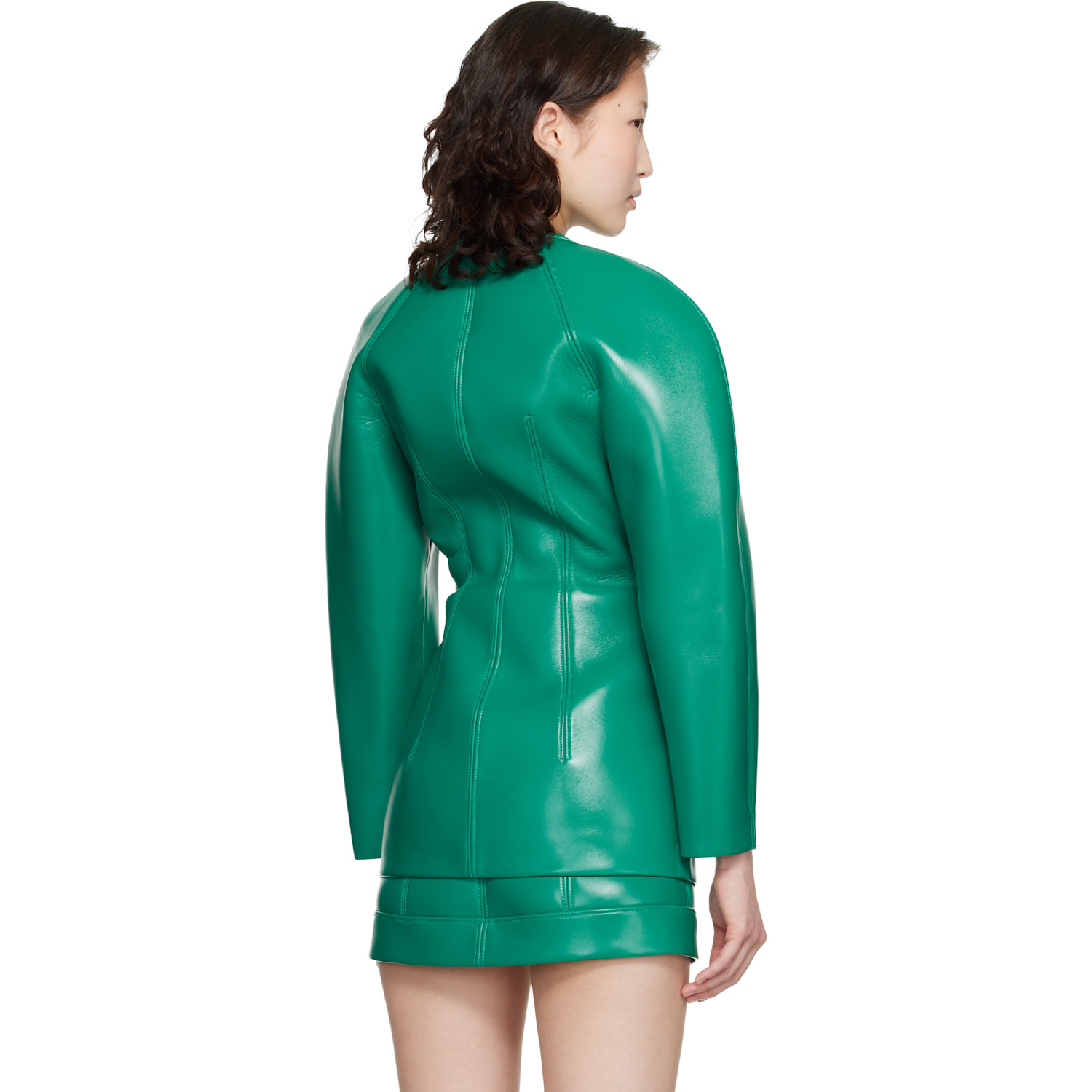  Knwls Green Neo Leather Coat 