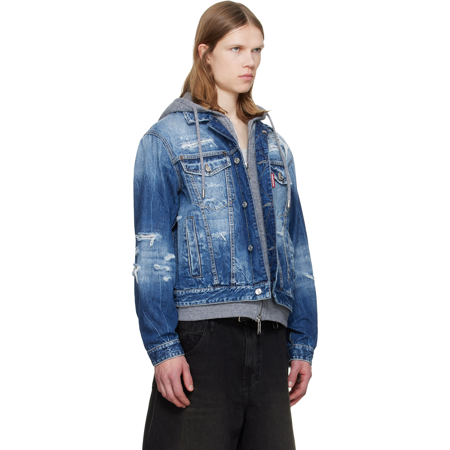  Dsquared2 Blue Medium Ripped Wash Over Denim Jacket 