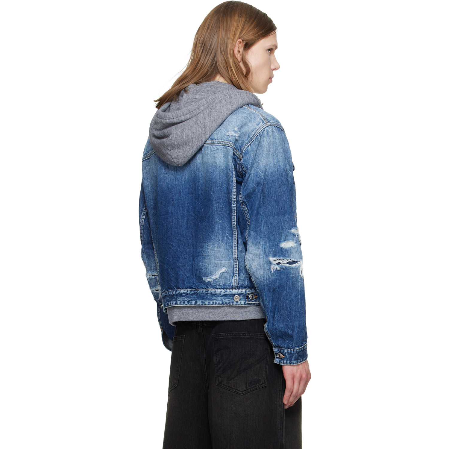  Dsquared2 Blue Medium Ripped Wash Over Denim Jacket 