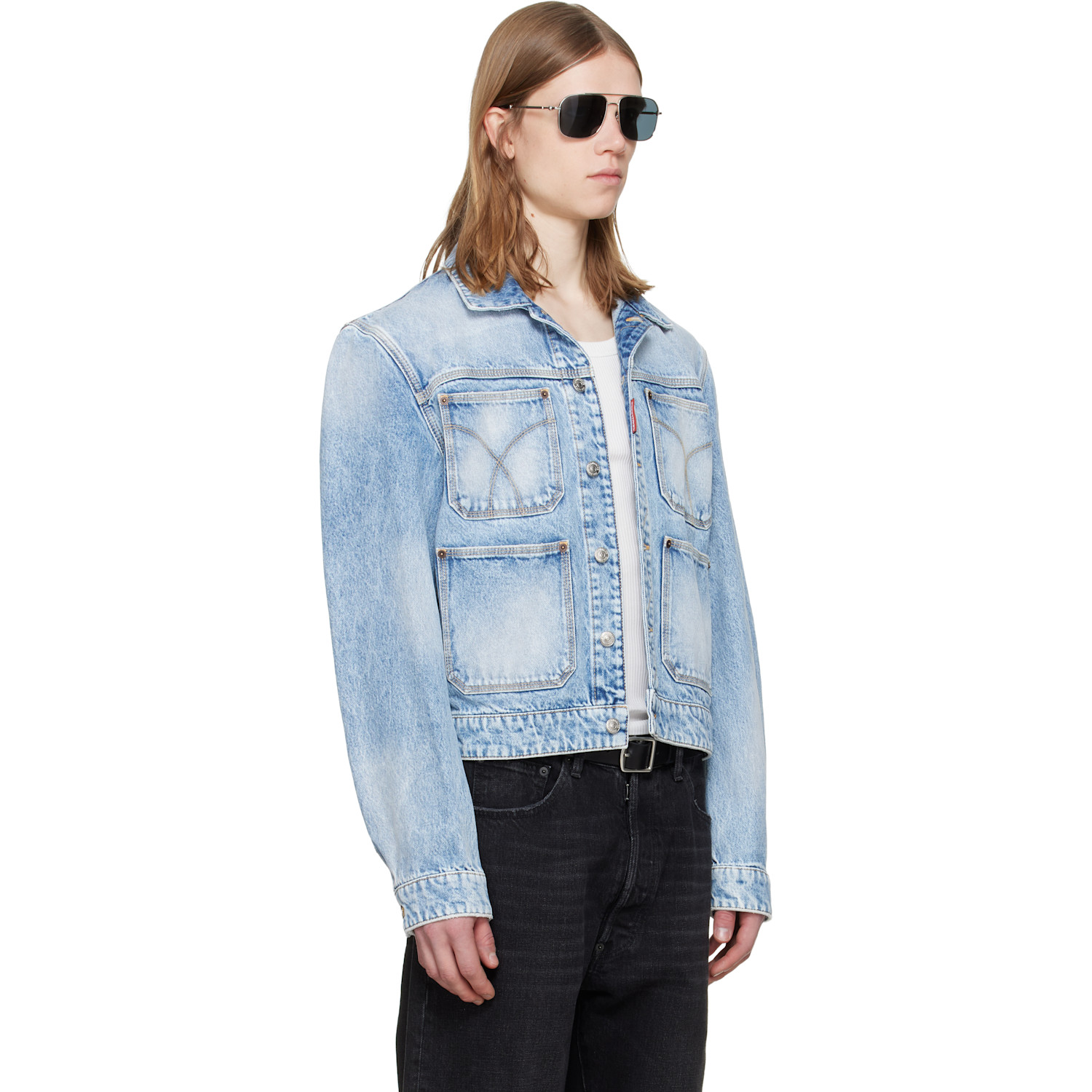  Dsquared2 Blue Light Diagonale Wash 70's Denim Jacket 