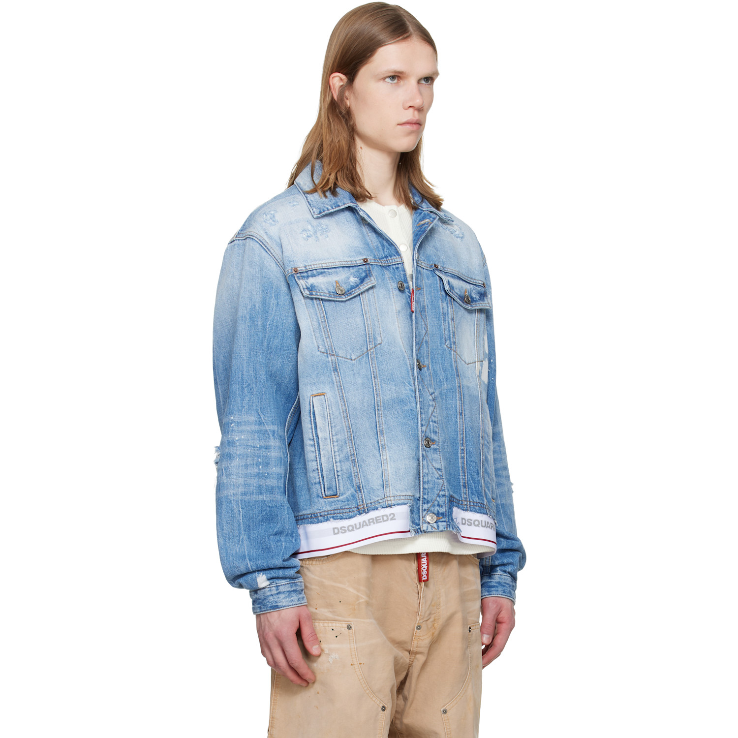 Dsquared2 Blue Light Cool Kids Wash Over Denim Jacket 
