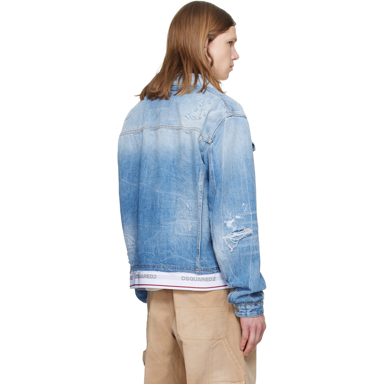  Dsquared2 Blue Light Cool Kids Wash Over Denim Jacket 