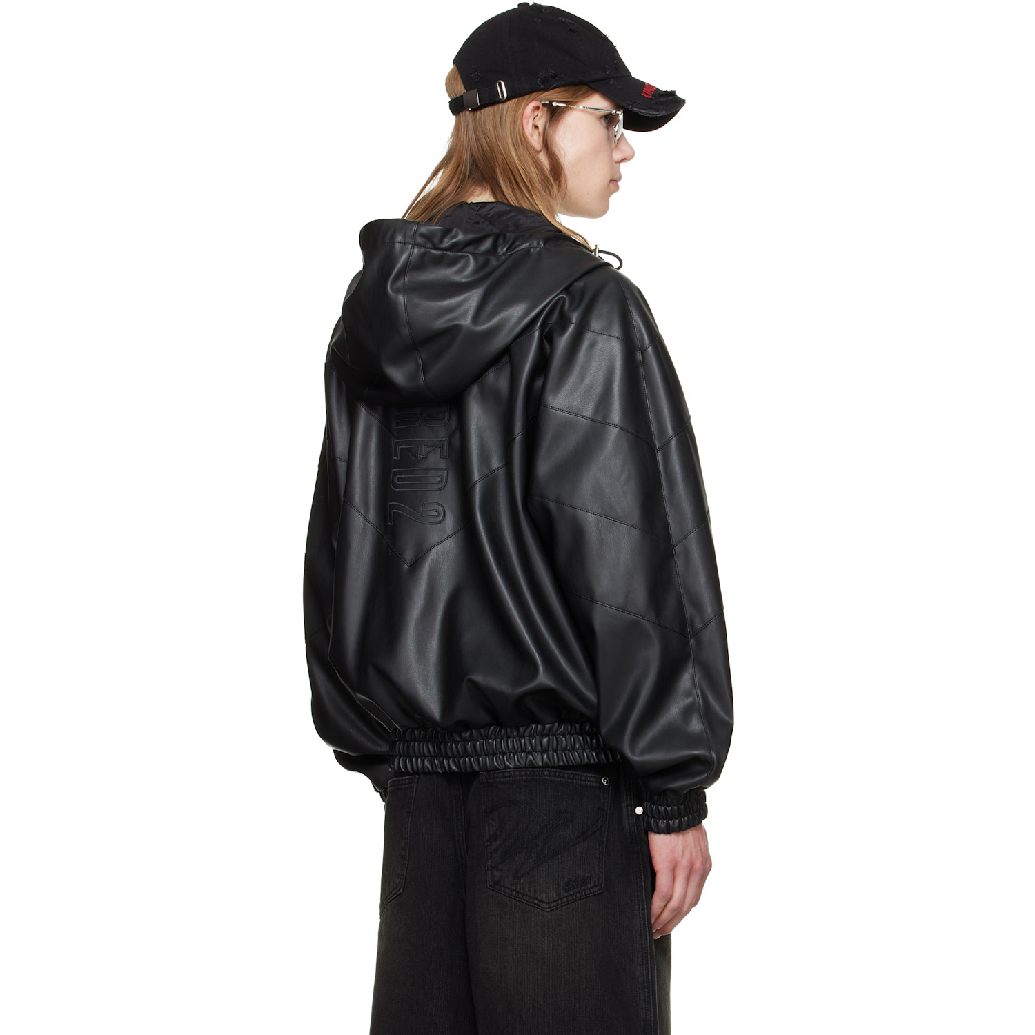  Dsquared2 Black Zipped Hoodie Faux-leather Jacket 