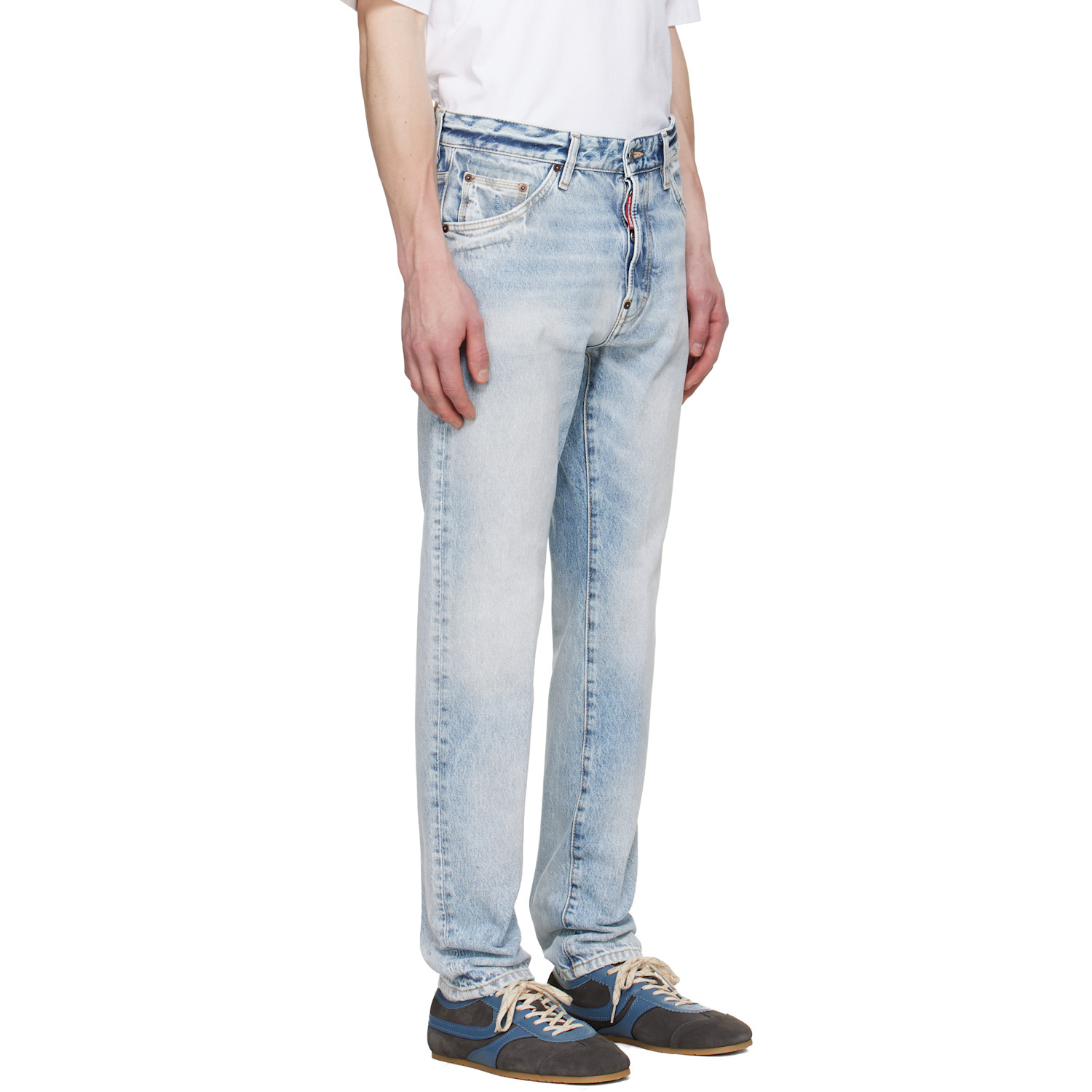  Dsquared2 Blue Light Diagonale Wash Teddy Jeans 