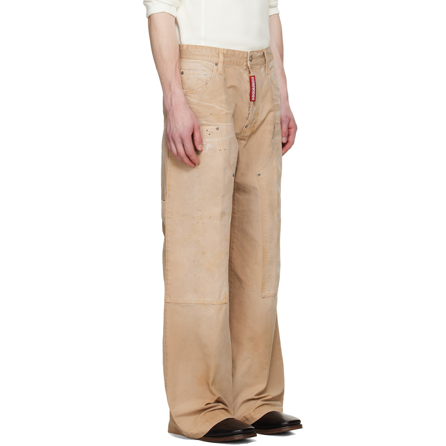  Dsquared2 Beige Garment Dyed Baggy Carpenter Trousers 