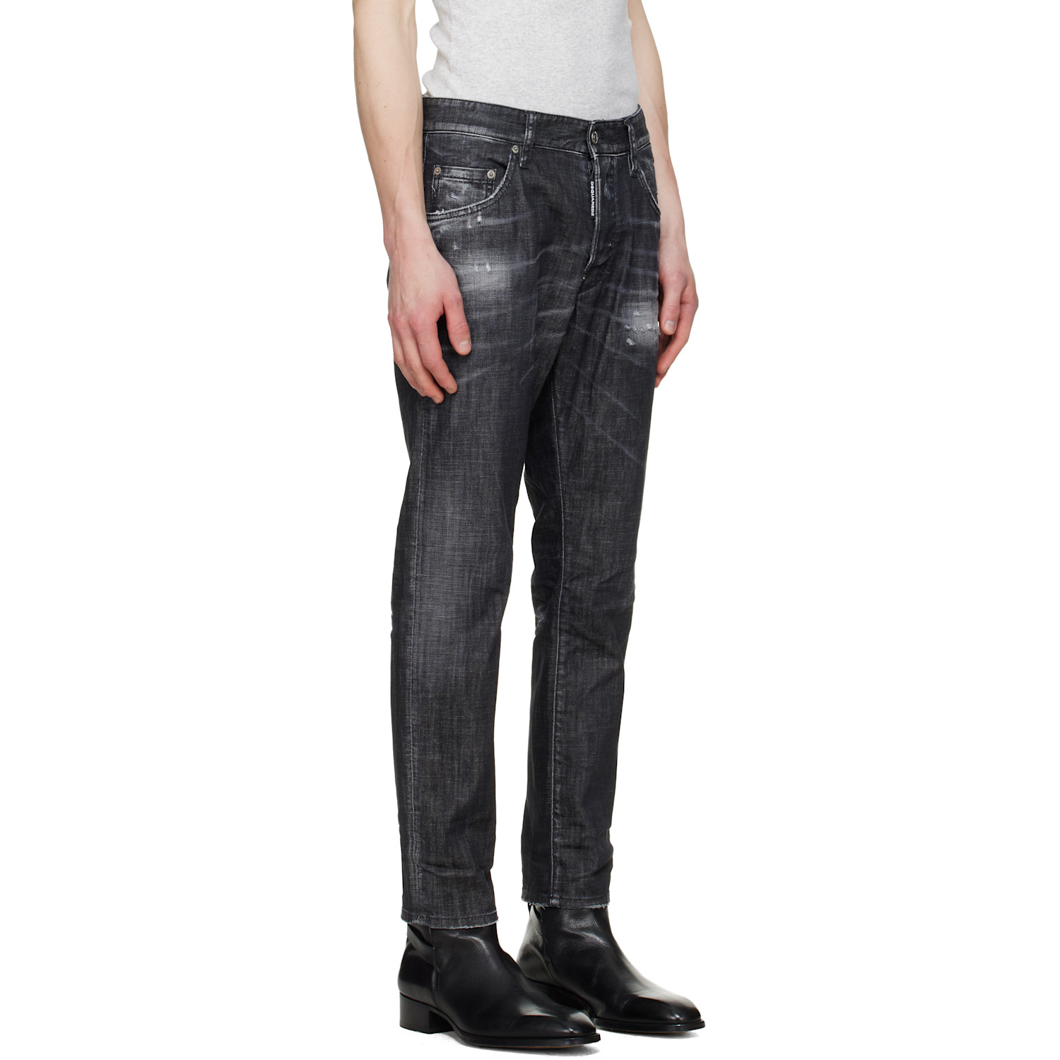  Dsquared2 Black Distressed Stretch Jeans 