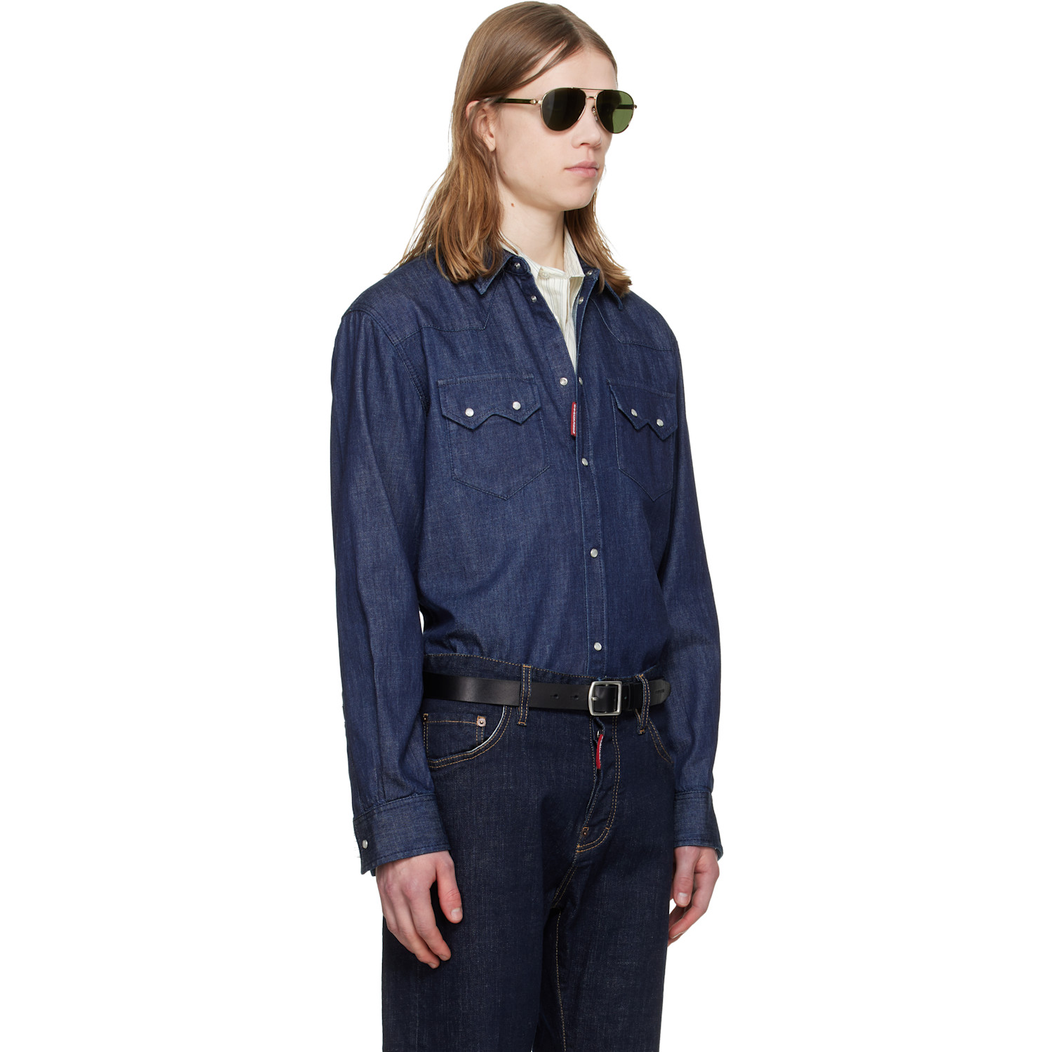  Dsquared2 Blue Twin Peaks Denim Shirt 