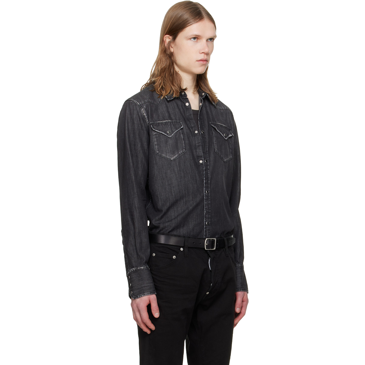  Dsquared2 Black Western Denim Shirt 