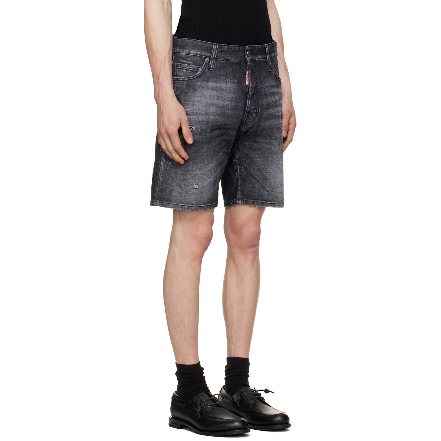  Dsquared2 Black Marine Denim Shorts 