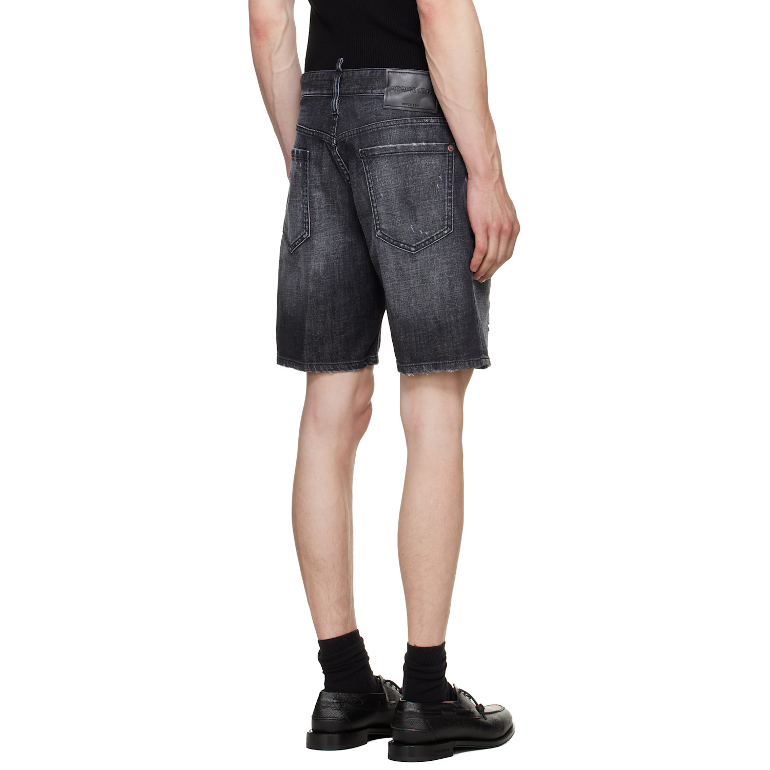  Dsquared2 Black Marine Denim Shorts 