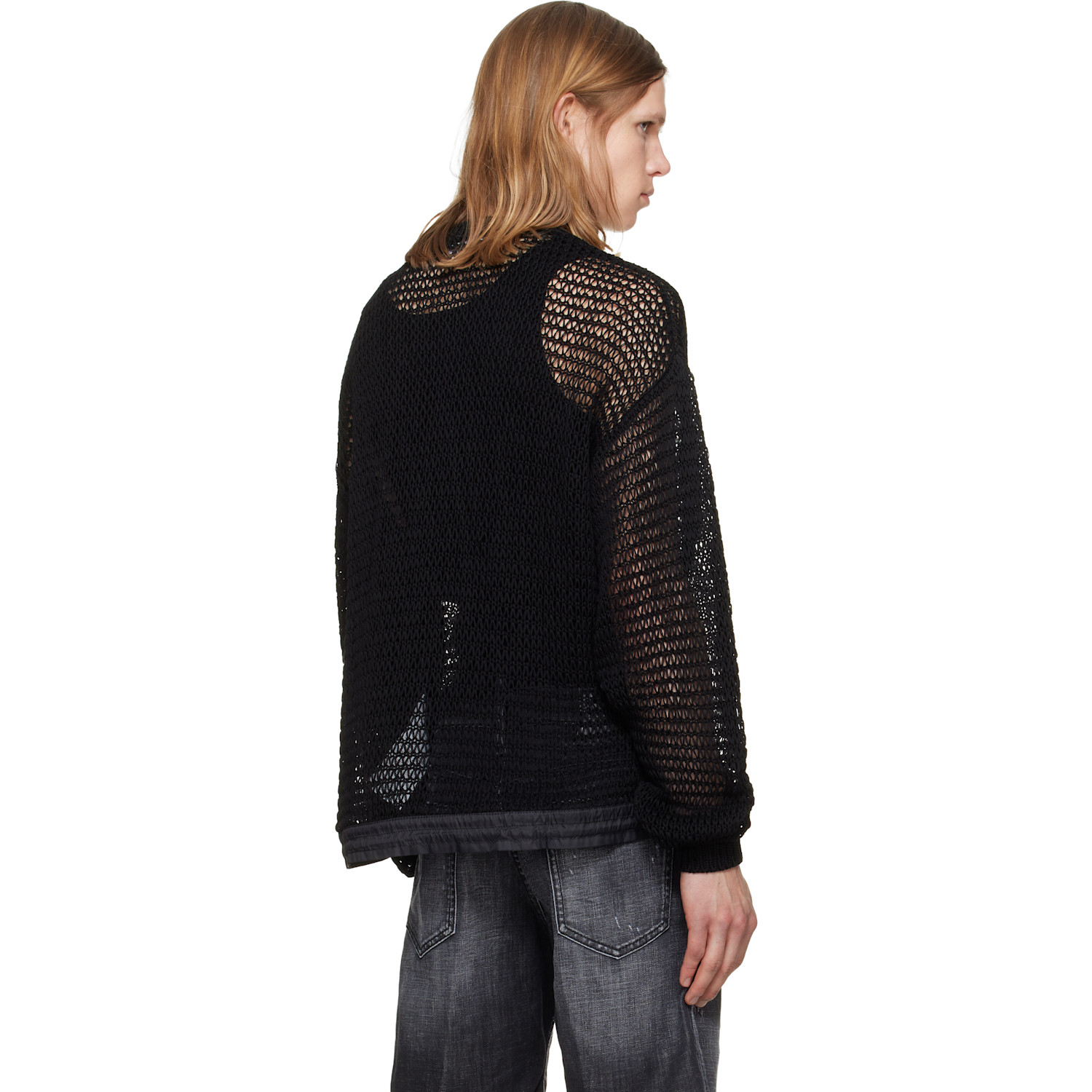  Dsquared2 Black 'dsquared2 Signature' Open Work Sweater 