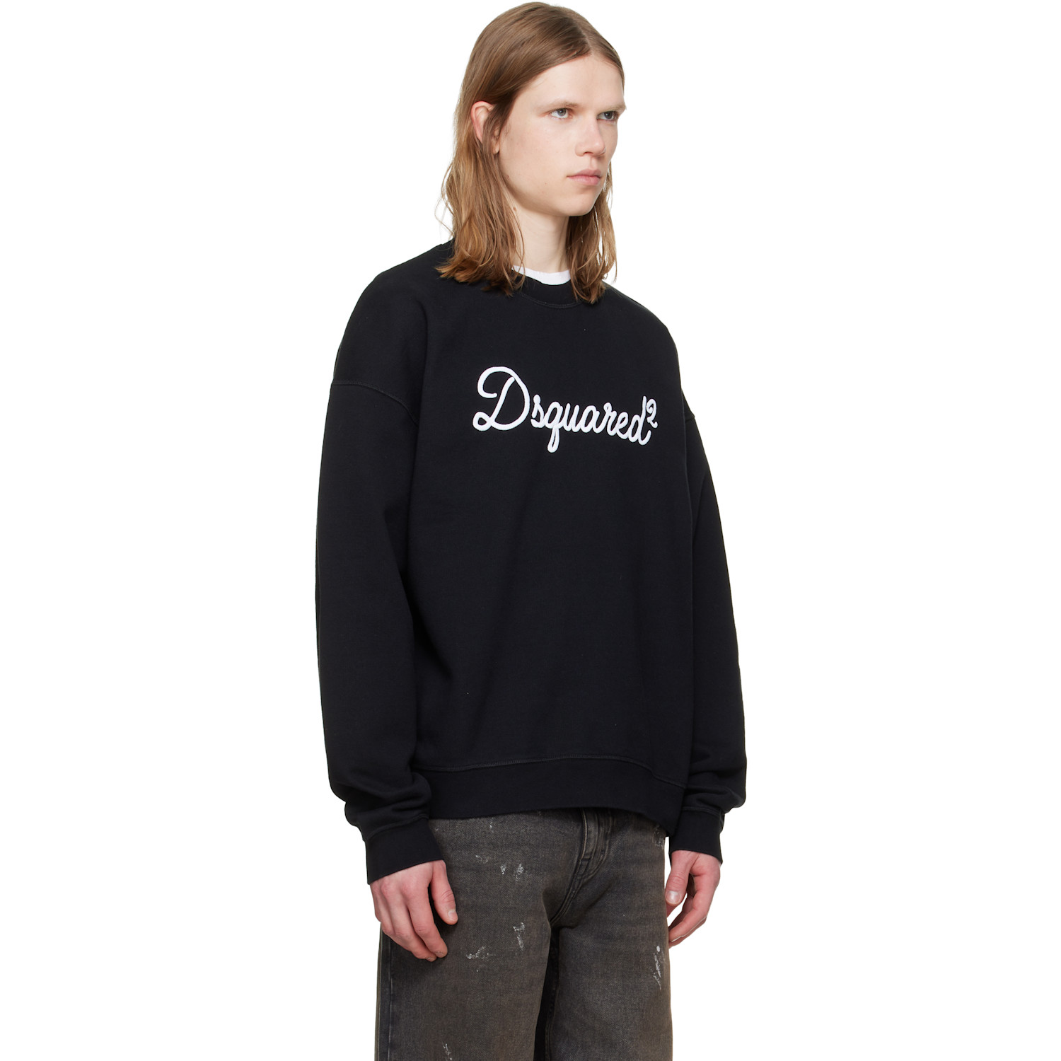  Dsquared2 Black D2 Signature Relax Fit Crewneck 