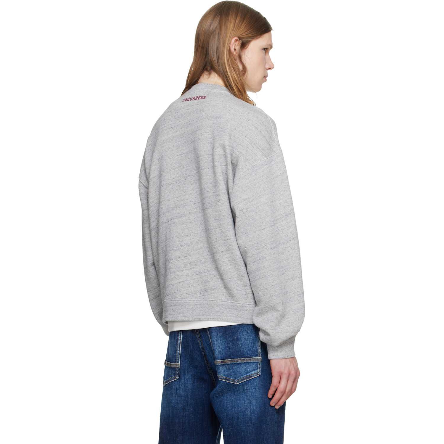  Dsquared2 Gray D2 College Short & Wide Crewneck Sweatshirt 