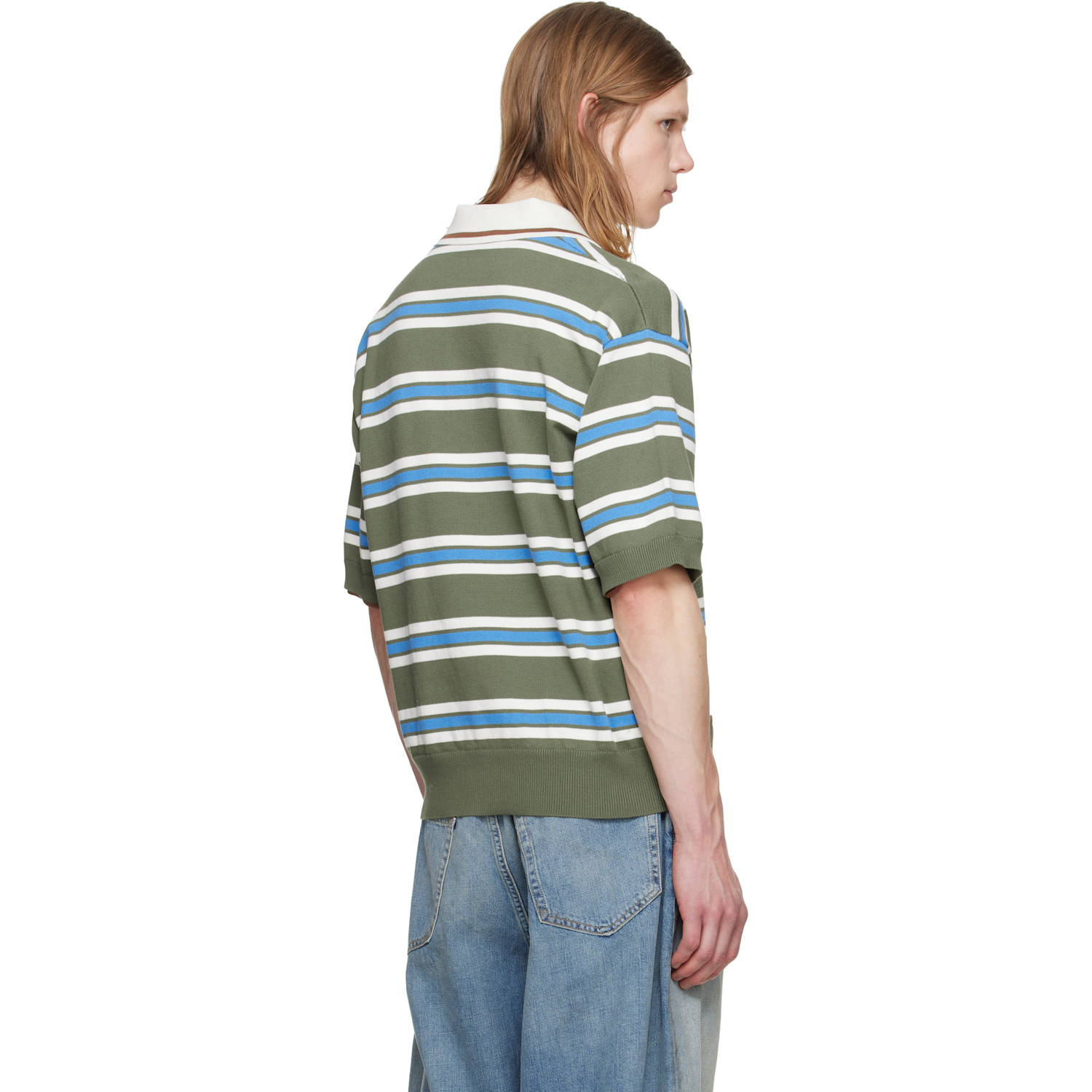  Dsquared2 Green Striped Knit Polo 