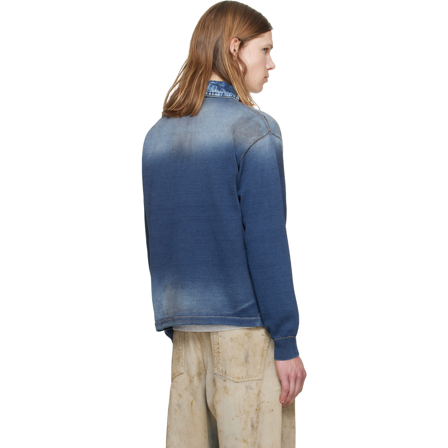  Dsquared2 Indigo Denim Effect Knit Long Sleeves Polo 