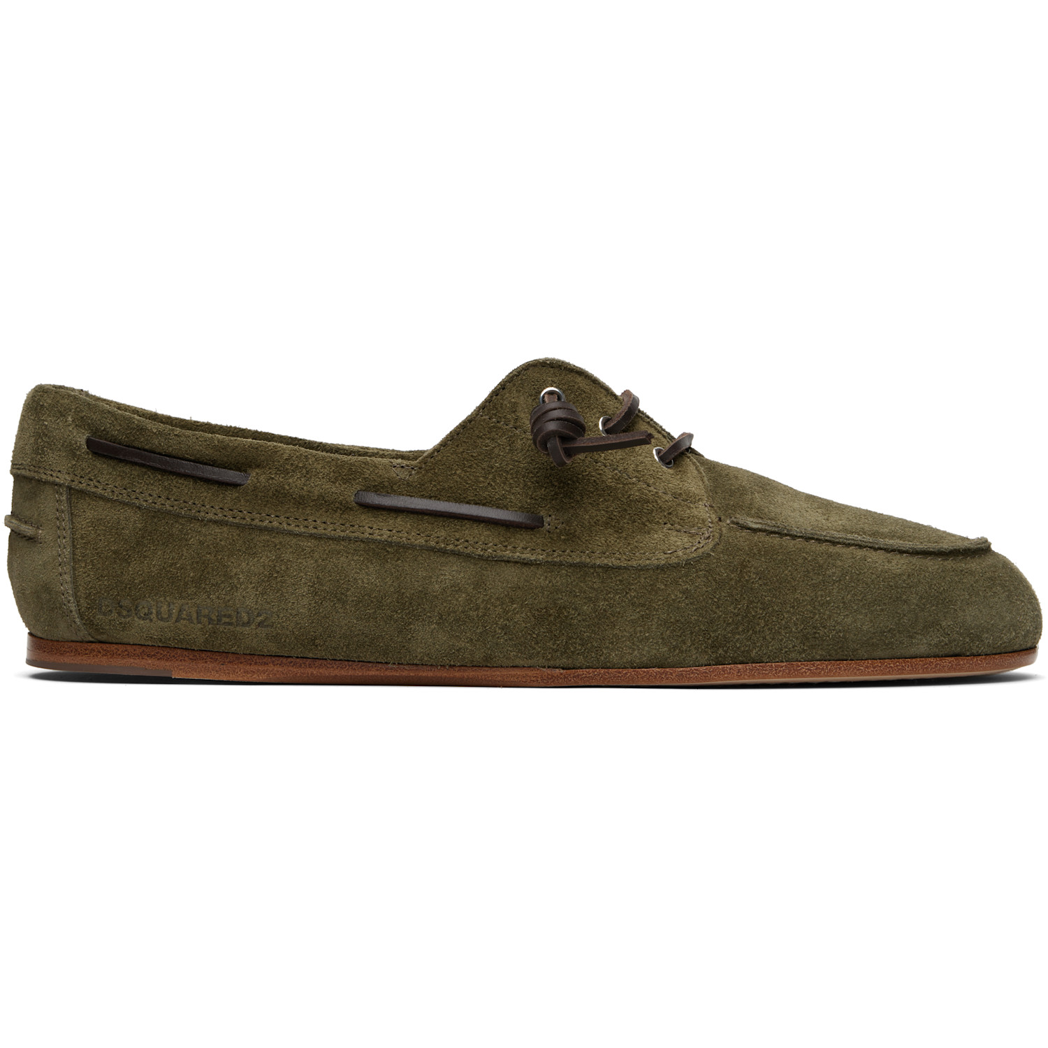 Dsquared2 Khaki Embossed-Logo Boat Shoes