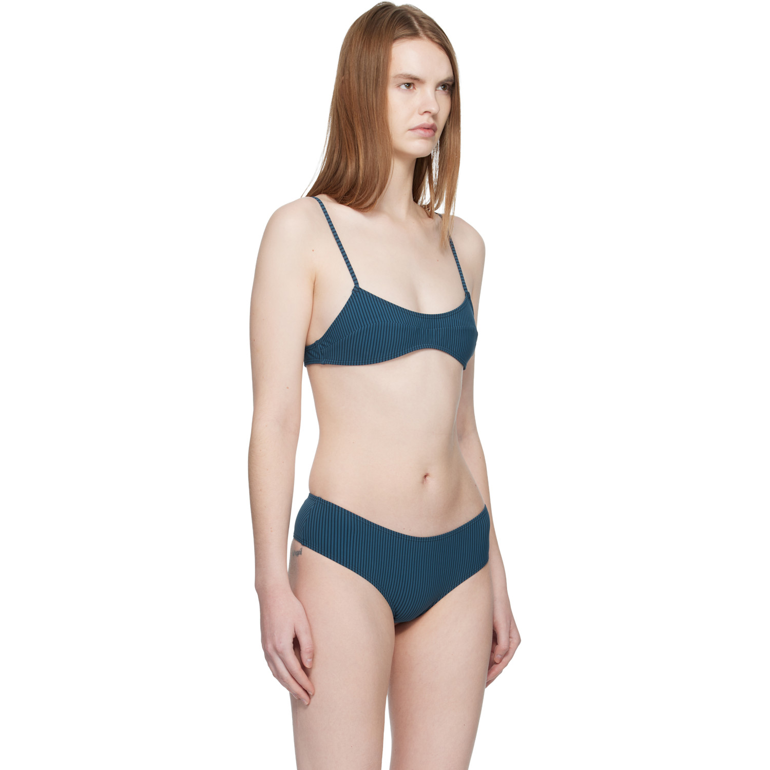  Fruity Booty Blue Bream Stripe Bikini Top 