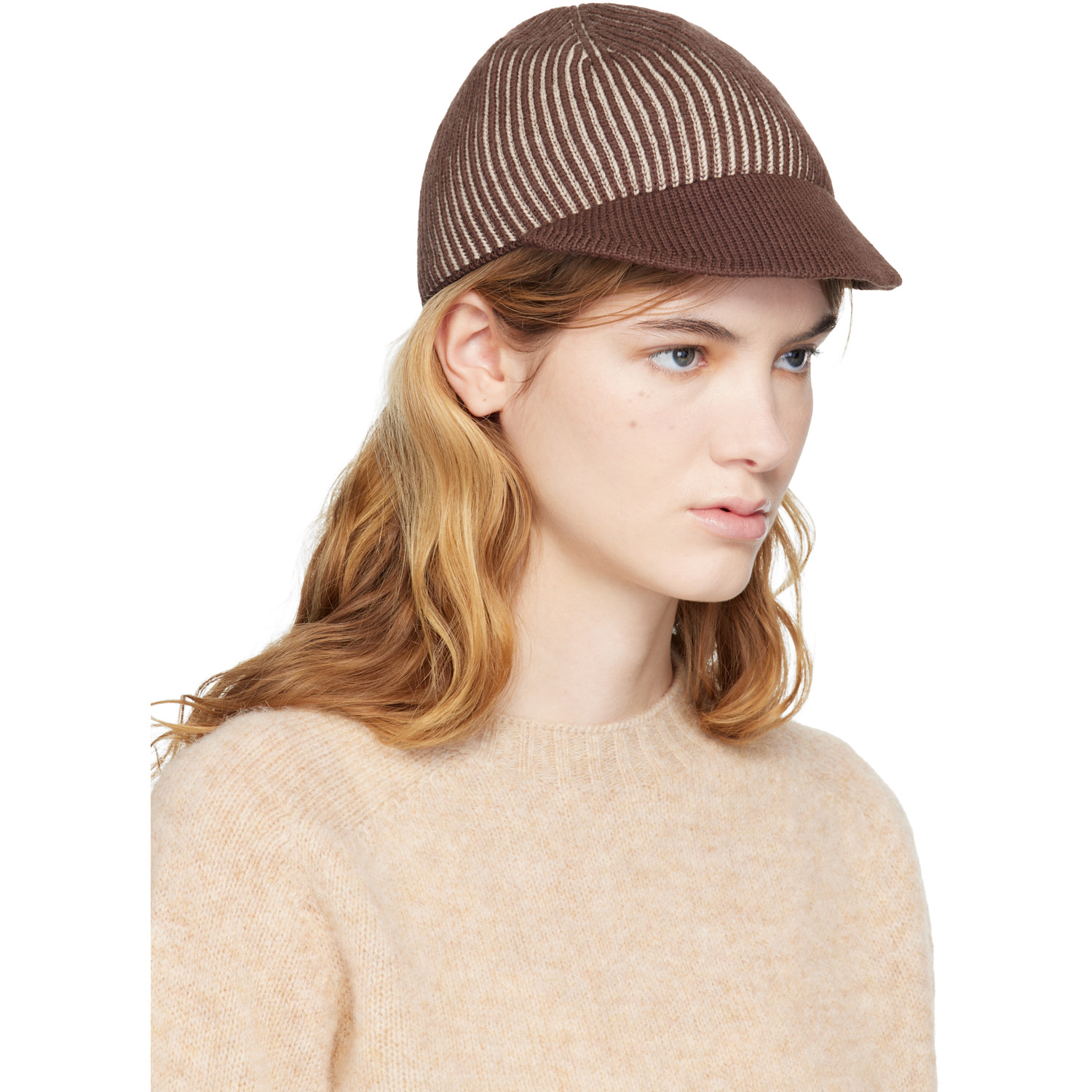  Ymc Brown & Beige Knitted Cap 