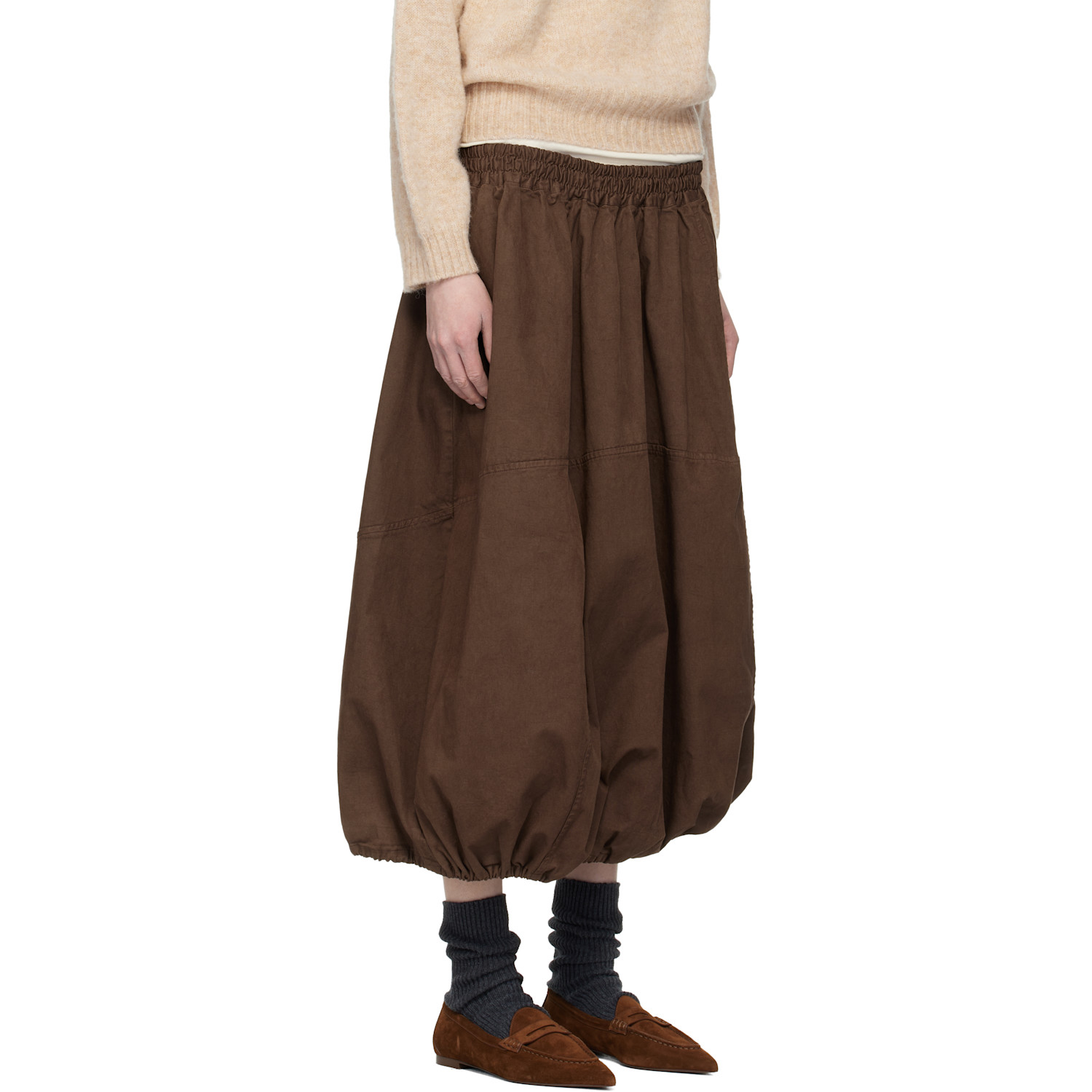  Ymc Brown Parachute Maxi Skirt 