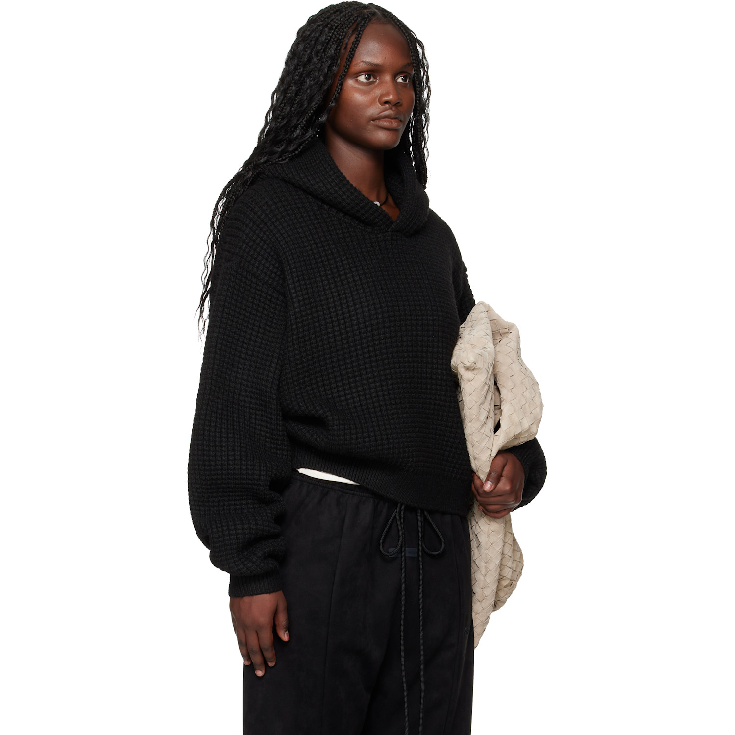  Fear Of God Essentials Black Holiday Heavy Waffle 90s Hoodie 