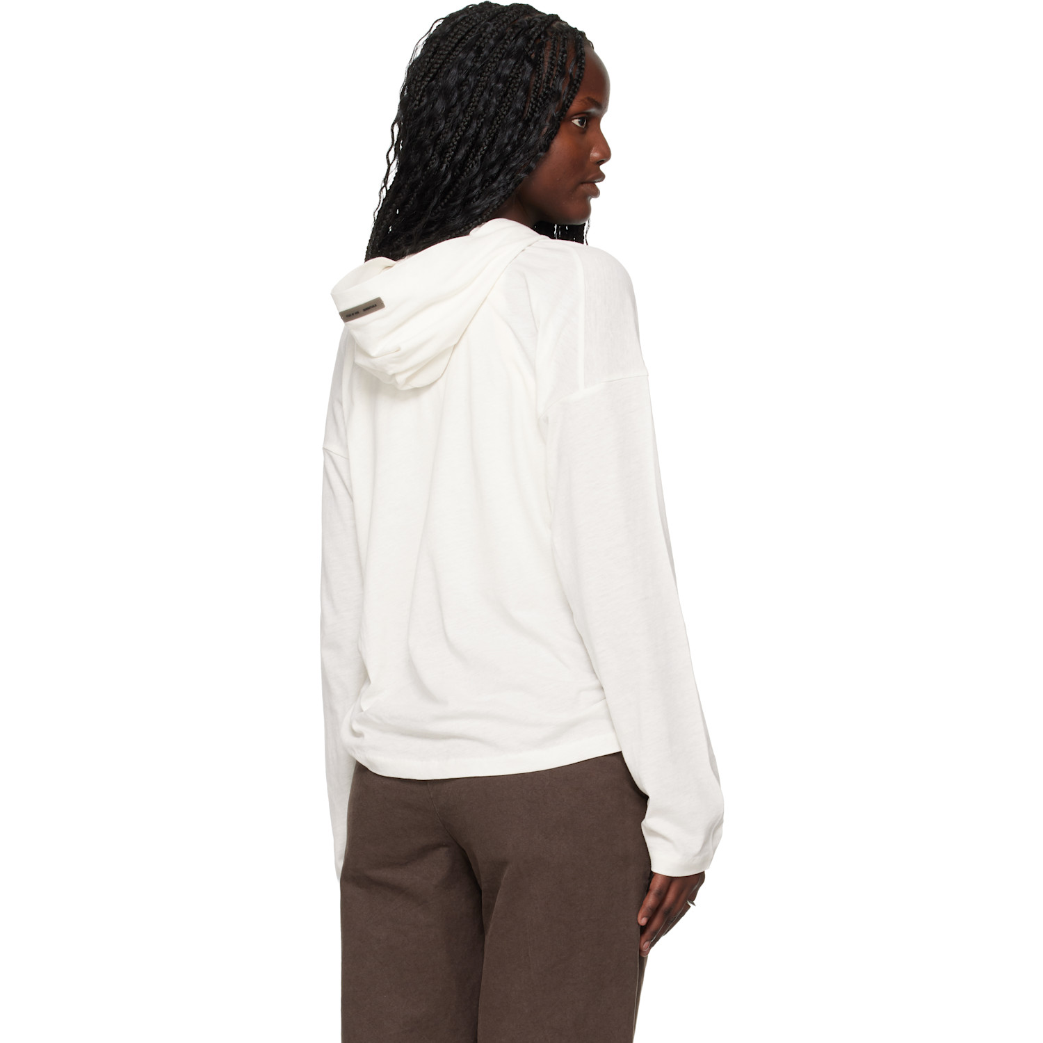  Fear Of God Essentials Off-white Holiday Embroidered Classic Fit Long Sleeve Hoodie 