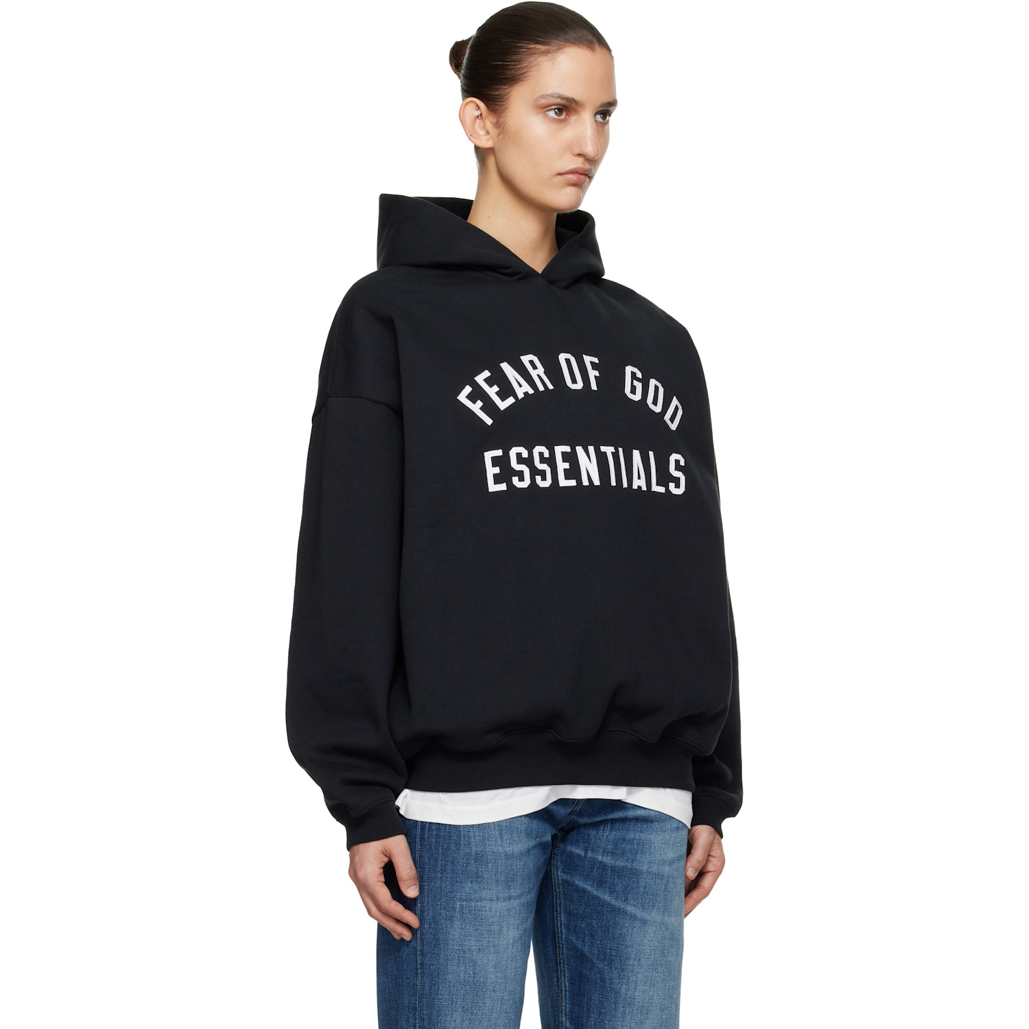  Fear Of God Essentials Black Varsity 90s Hoodie 