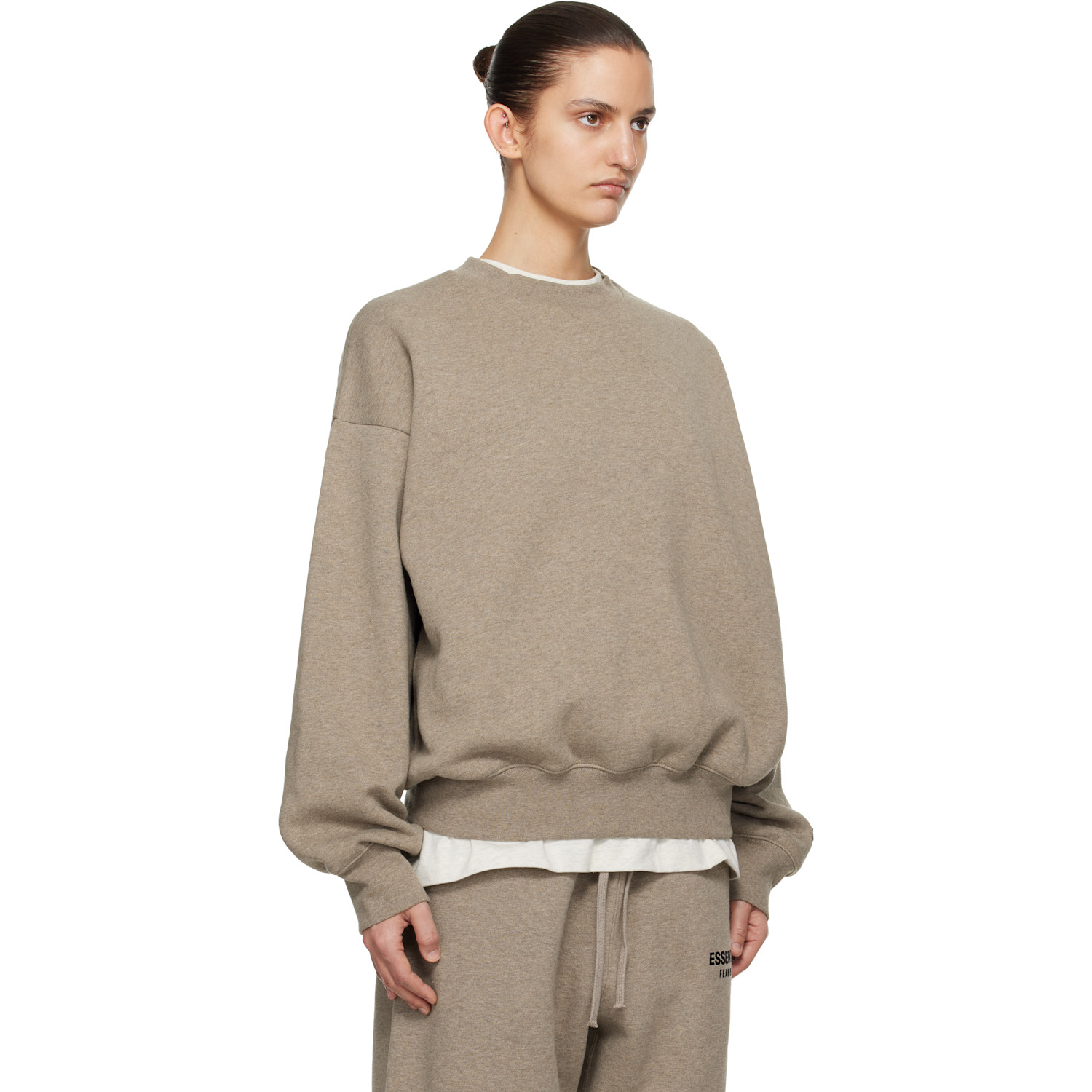  Fear Of God Essentials Beige Classic Crewneck Sweatshirt 